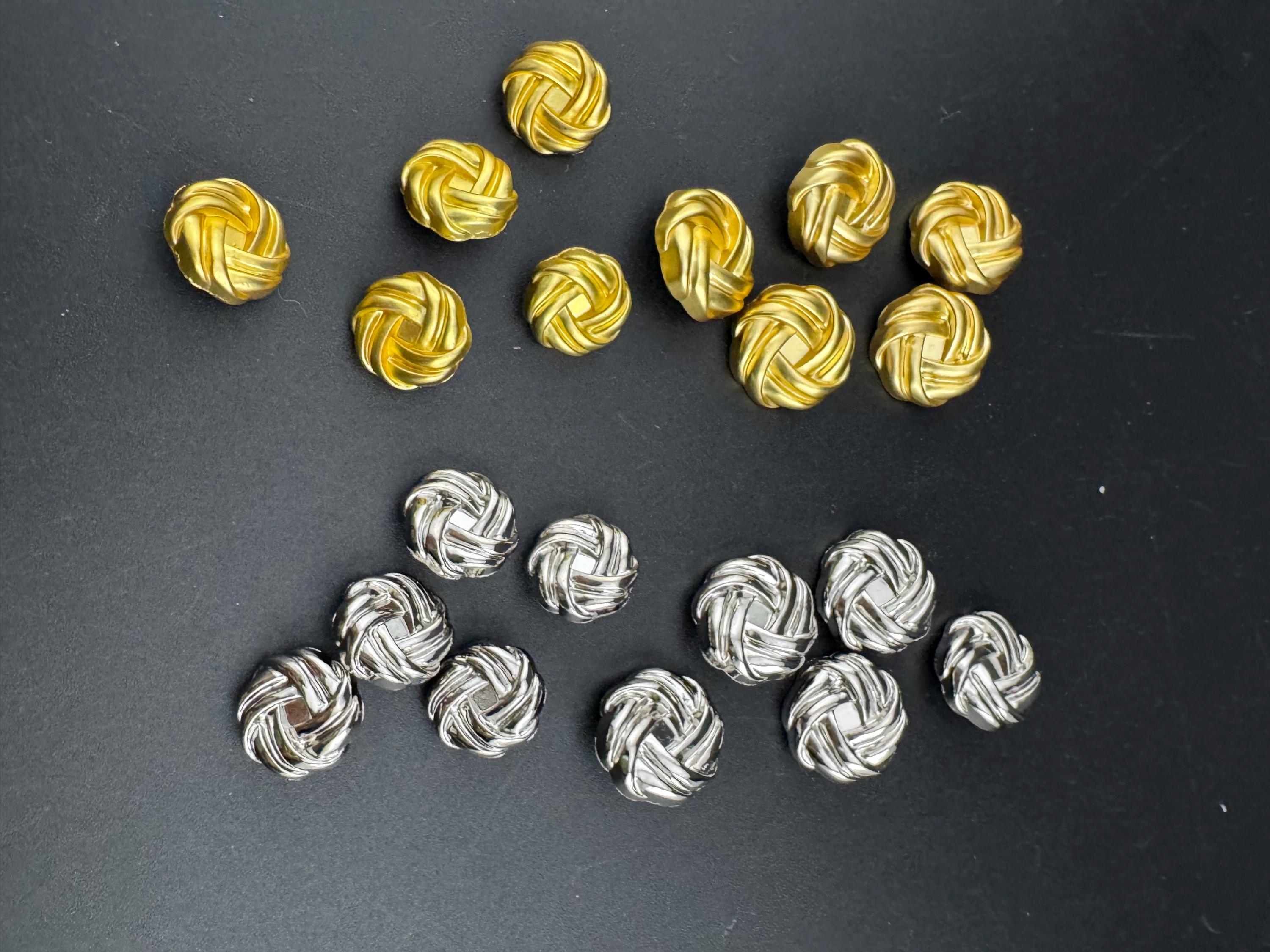 18mm silver knot buttons ( set of 5), metal shank