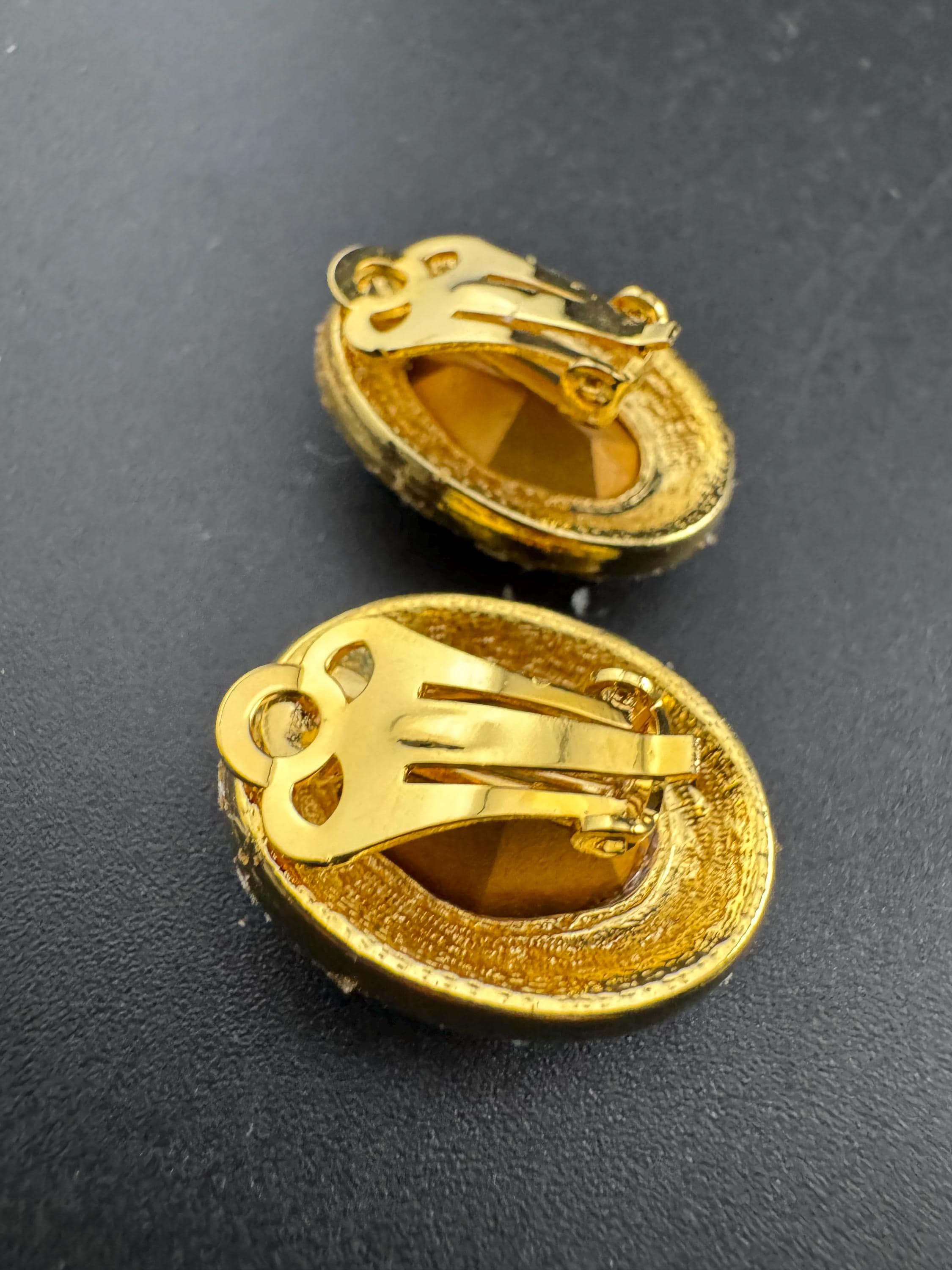 Emerald Green oval Crystal Earrings: Swarovski, Gold Tone, 1980s Stock