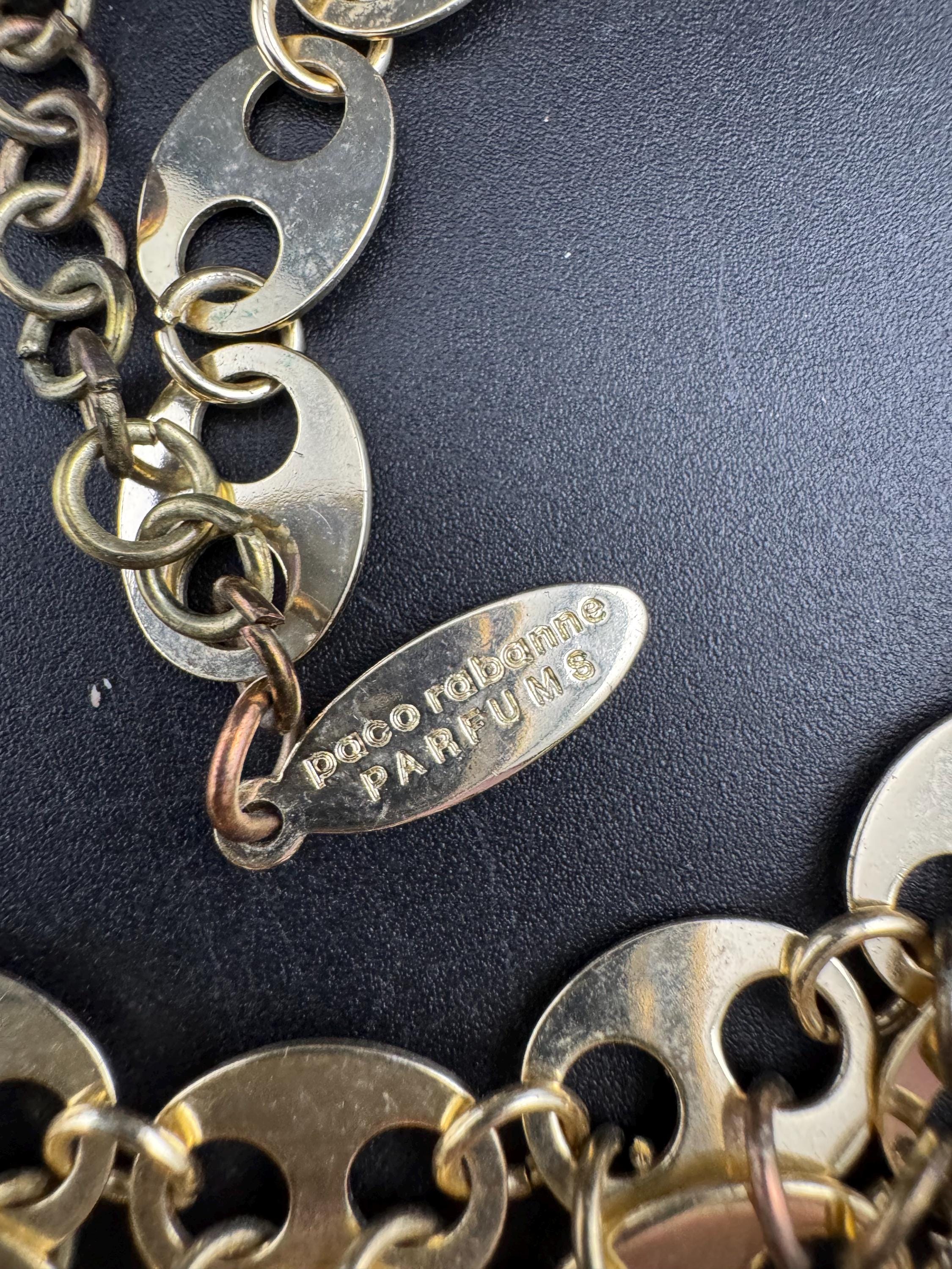 Signed paco Rabanne gold mariner link bib choker necklace
