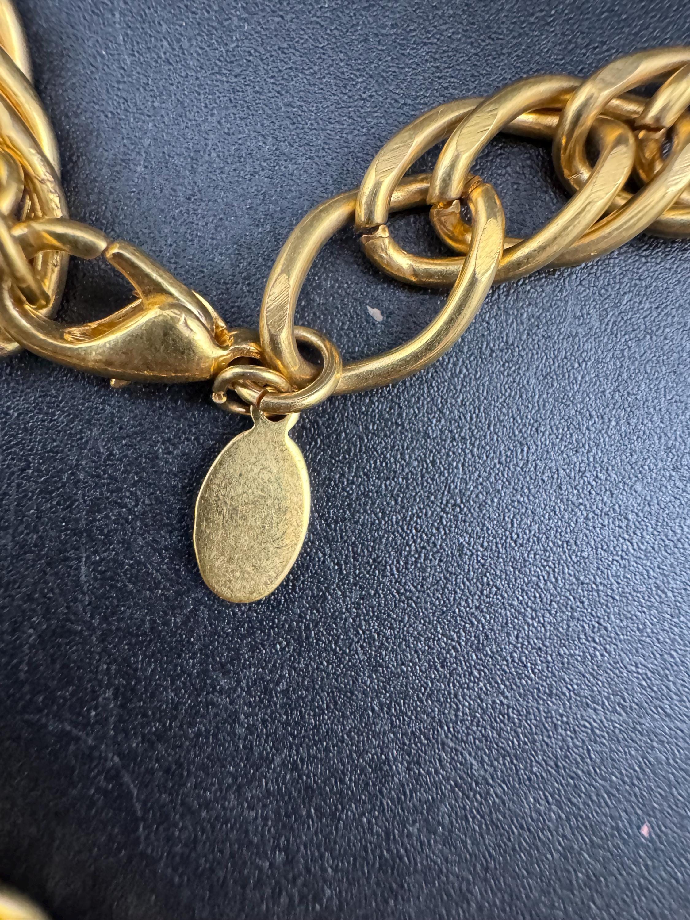 Signed KJL wide long gold chain, thick layering necklace
