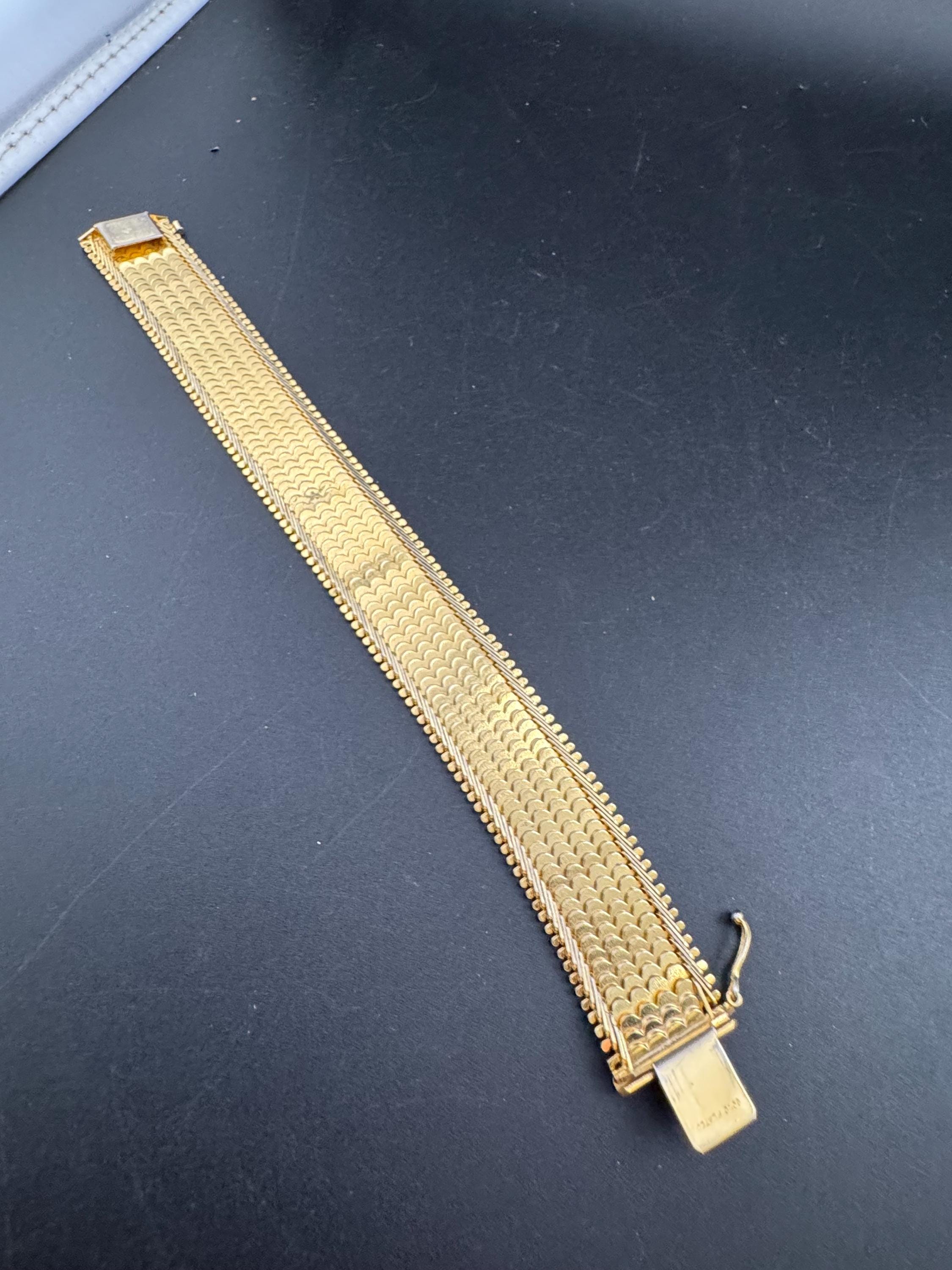 articulated gold plated cuff wide bracelet, unsigned