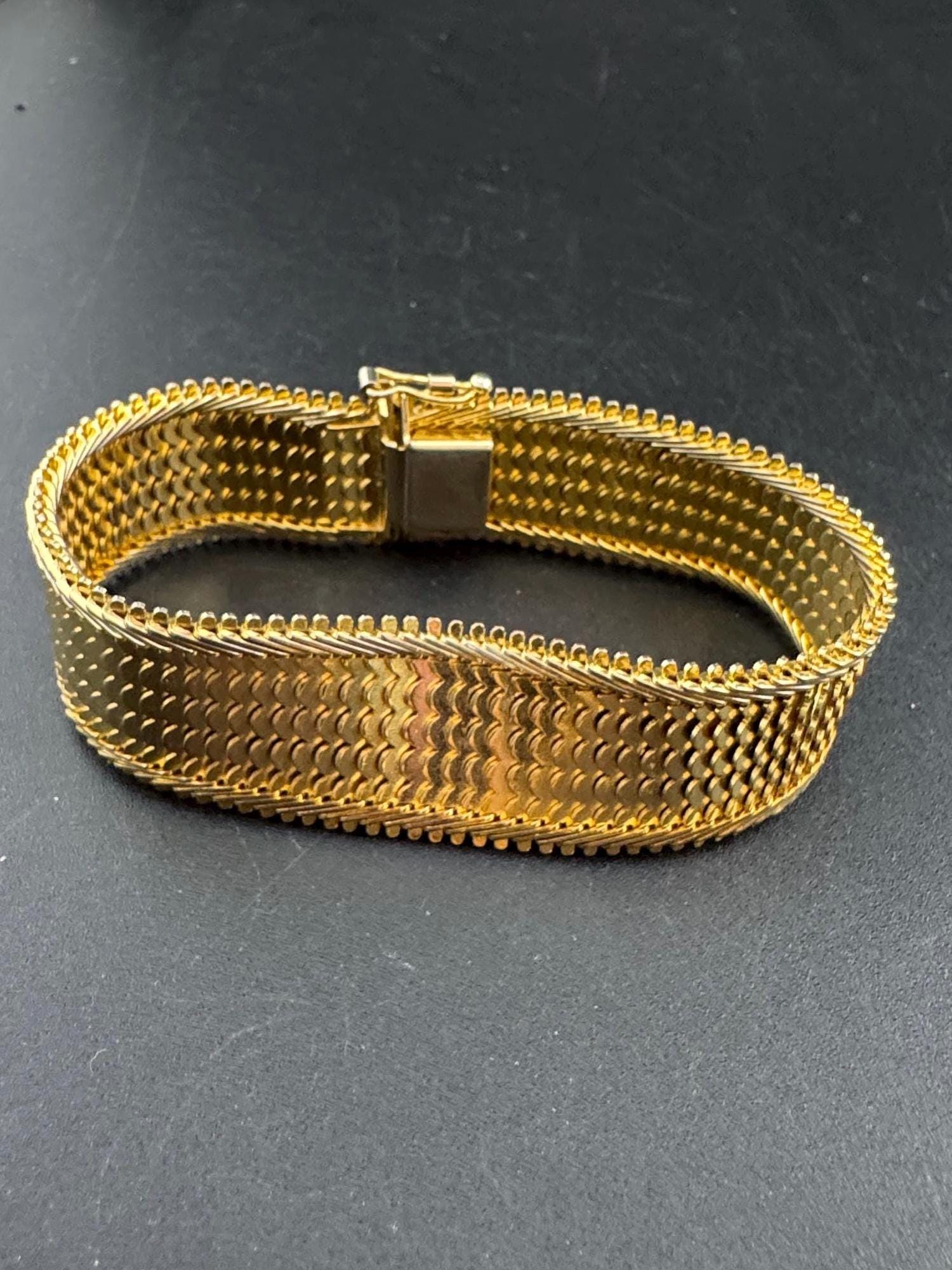 articulated gold plated cuff wide bracelet, unsigned