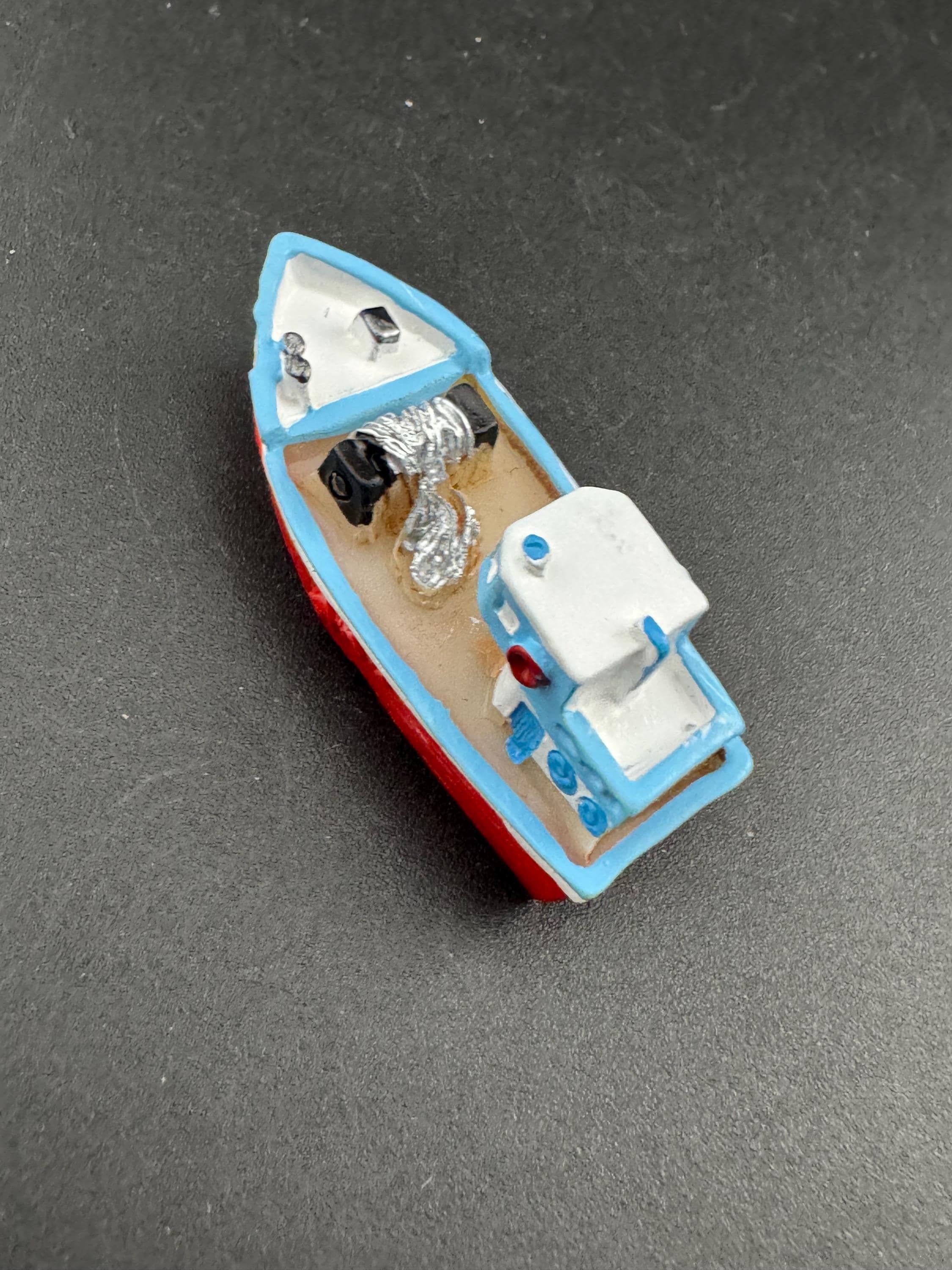 miniature sea fishing boat cake topper decoration, craft scenery 5cm