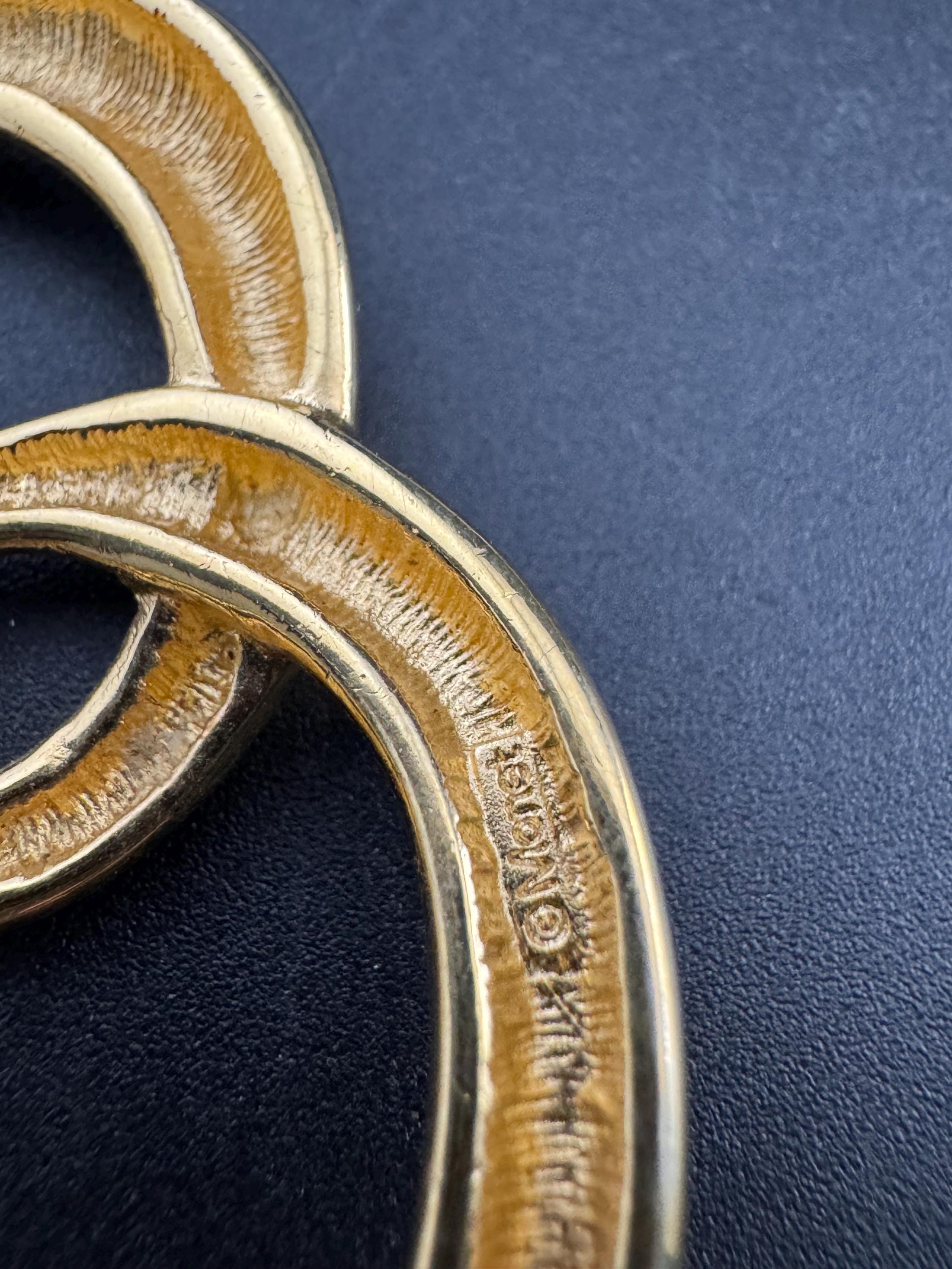 Signed MONET large gold tone abstract swirl brooch modernist 5.5cm