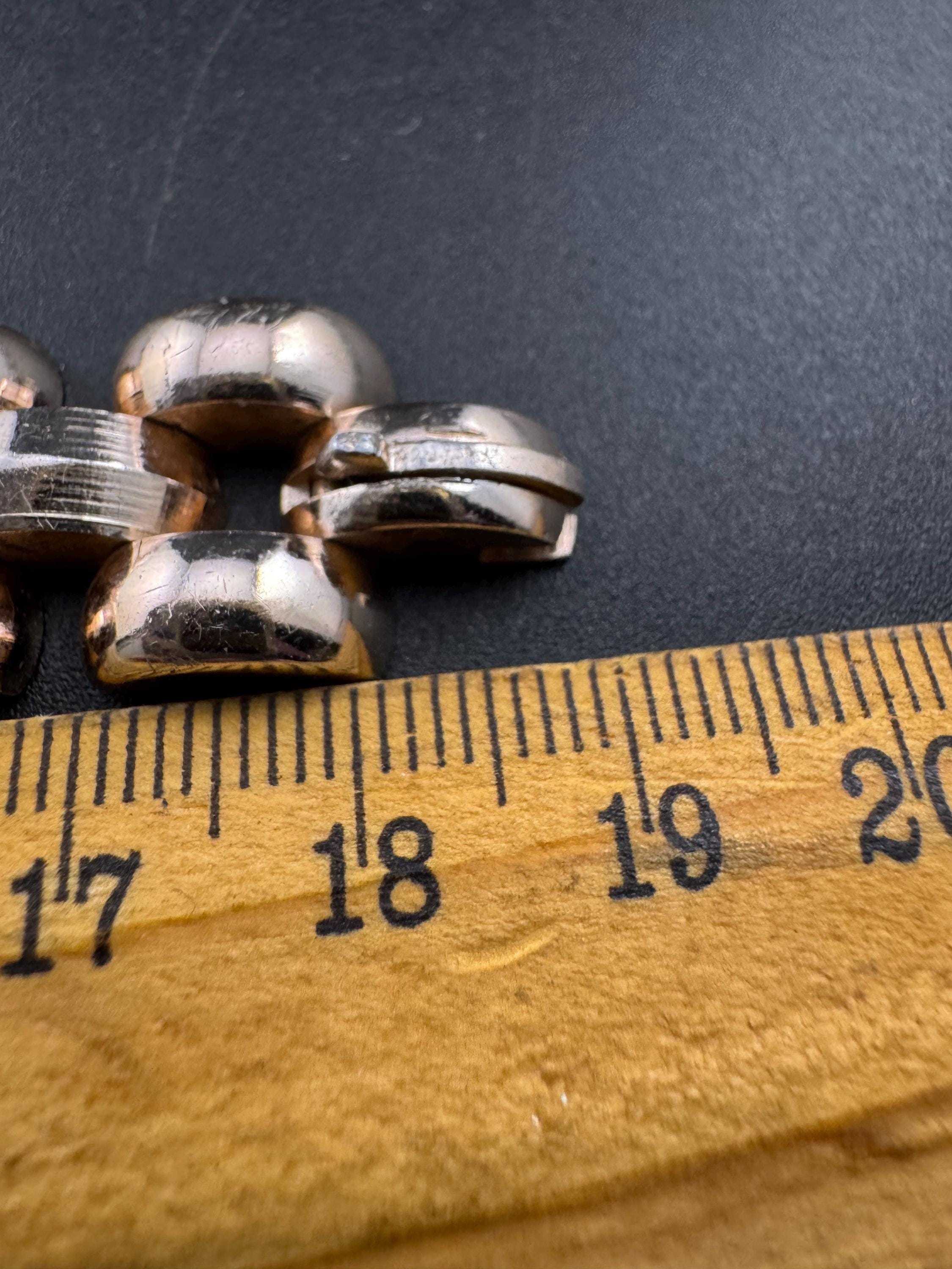 De Farre copper rose gold tone brick chain bracelet, 18.5cm French vintage