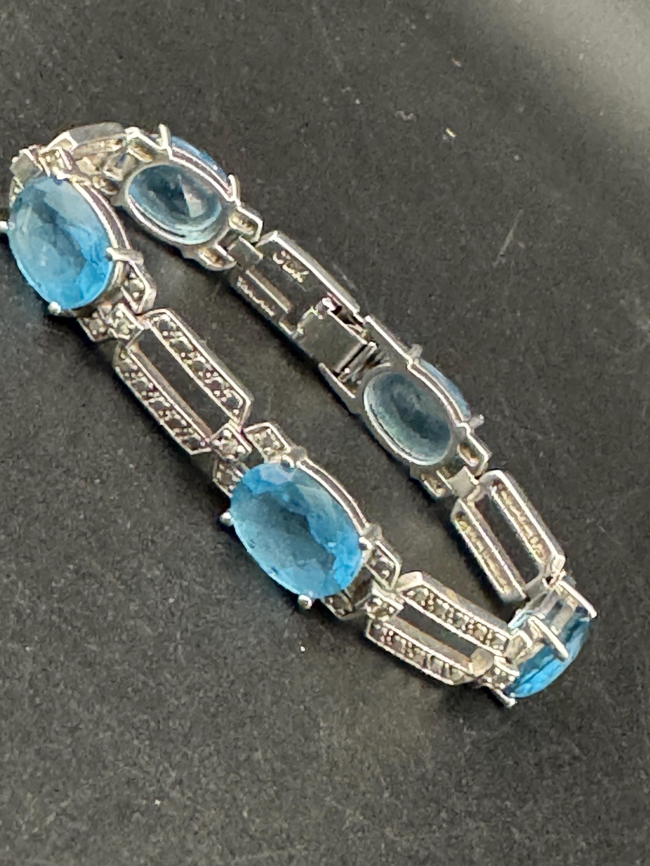 Signed JBK silver plated sapphire diamanté art deco cocktail bracelet, Jaqueline Kennedy