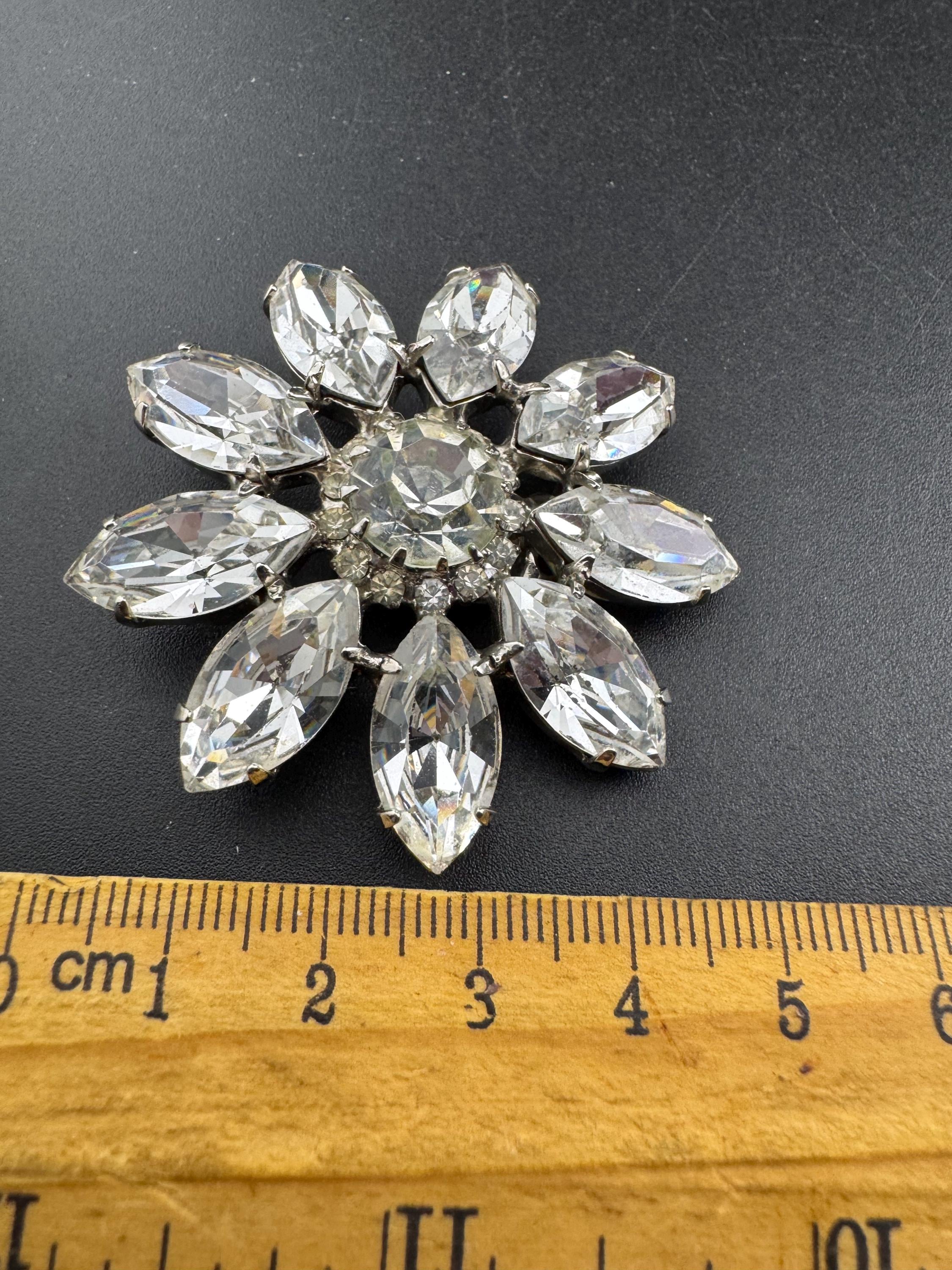 Signed Butler and Wilson oversized Crystal clip on earrings, 5cm silver plated