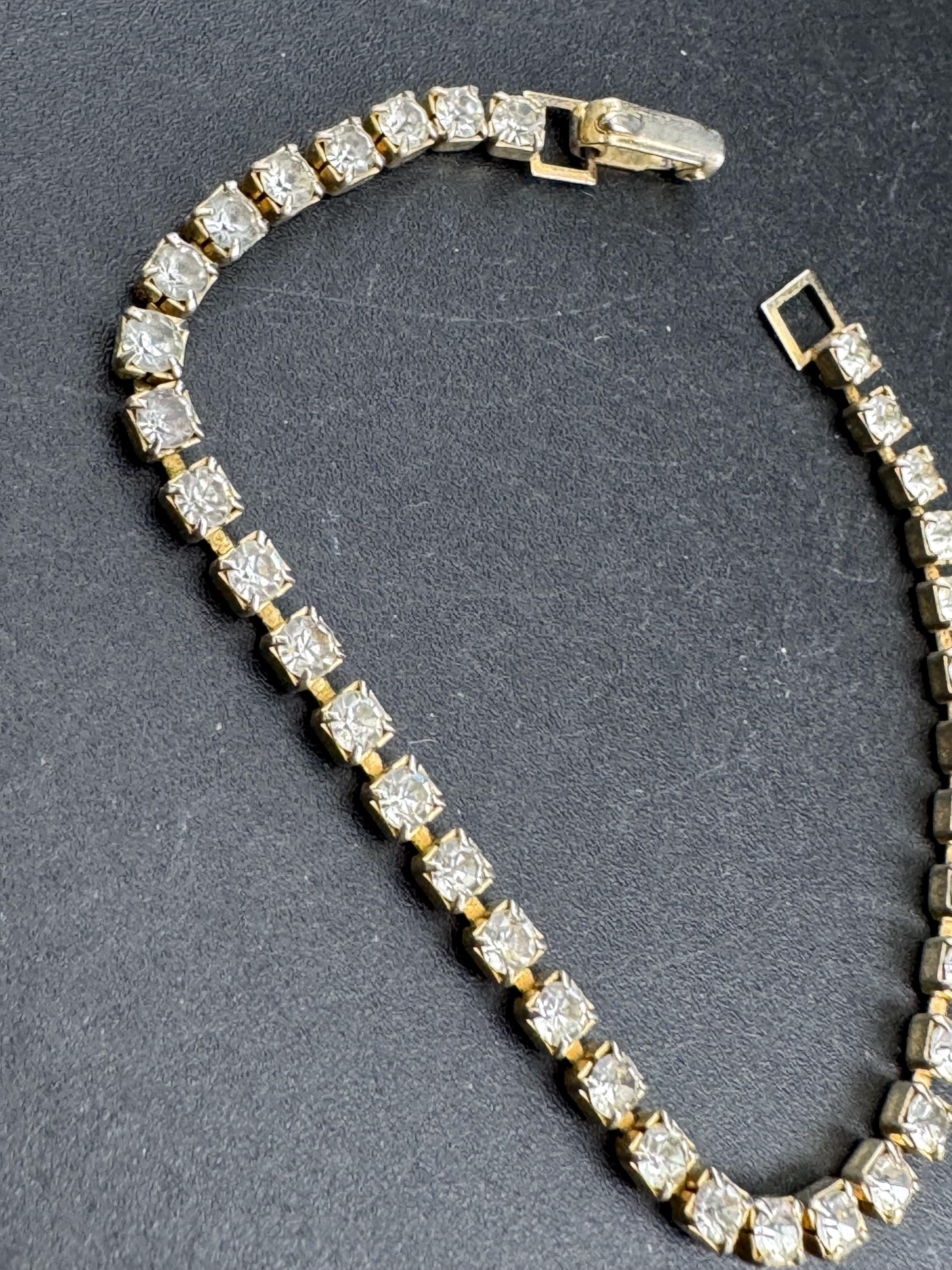 Retro slim silver clear diamanté crystal cocktail tennis bracelet