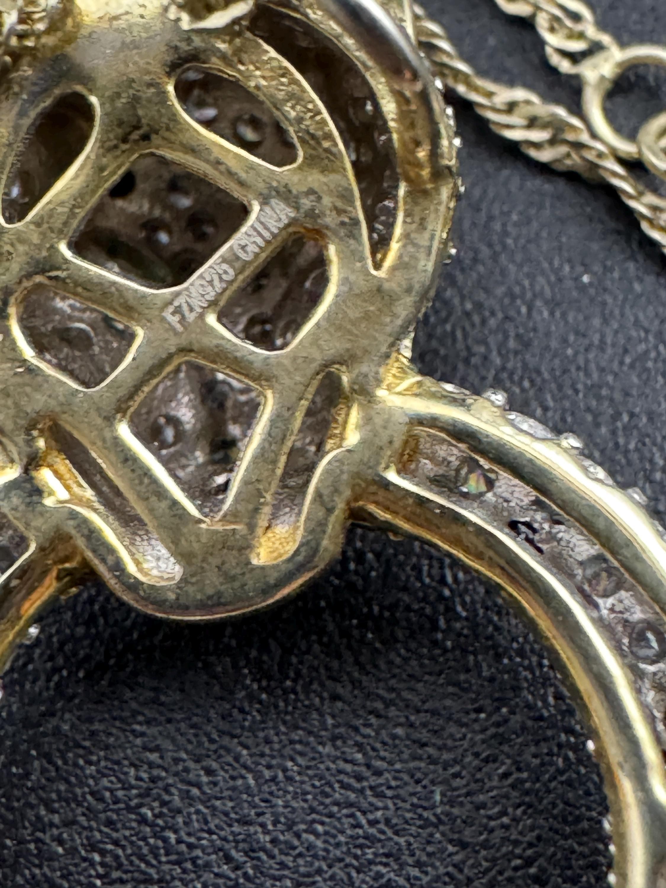 CZ Leopard Pendant Necklace – Gold on 925 Sterling Silver, 44cm