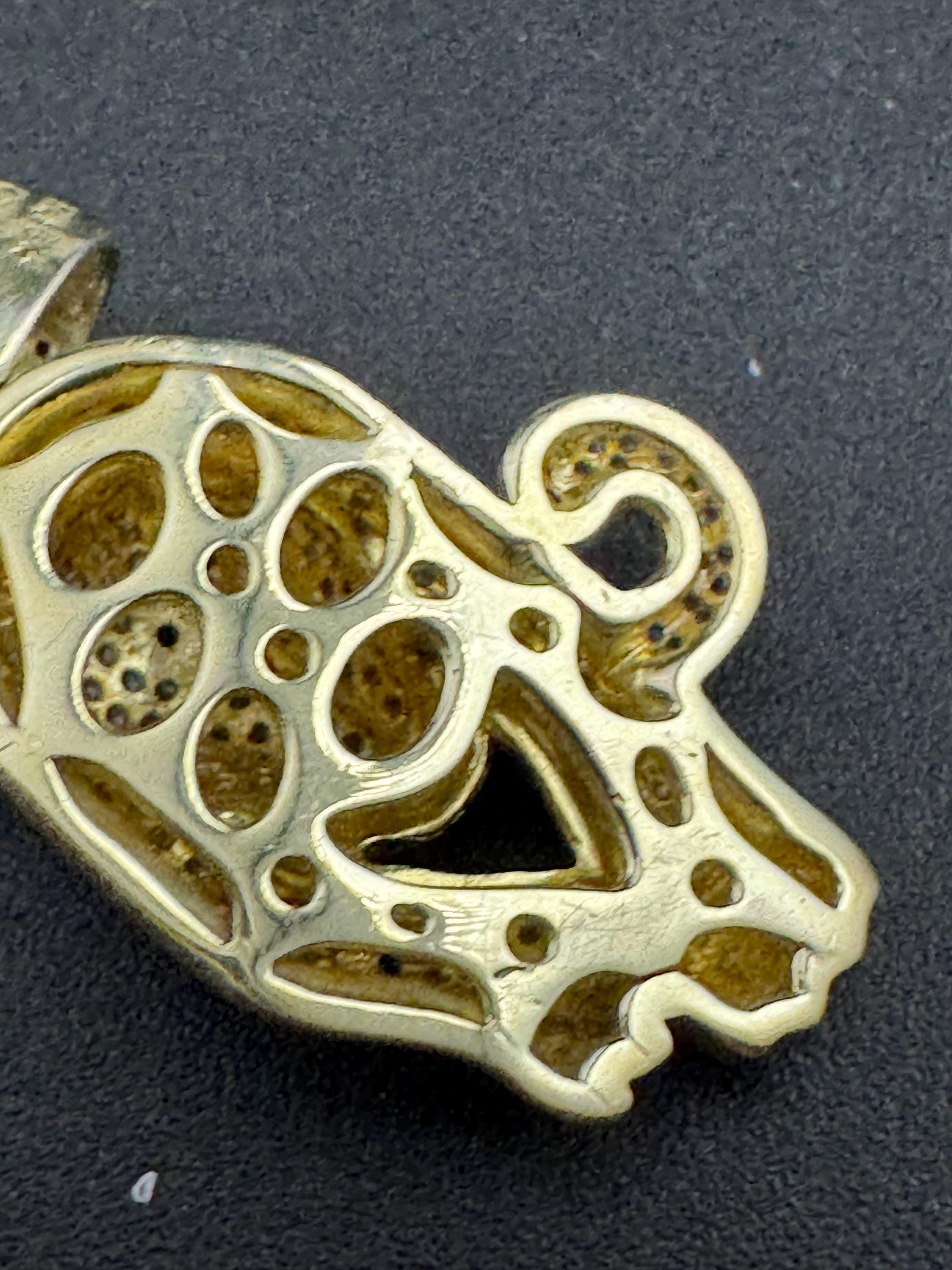 CZ Leopard Pendant - Gold on Sterling Silver Big Cat Necklace