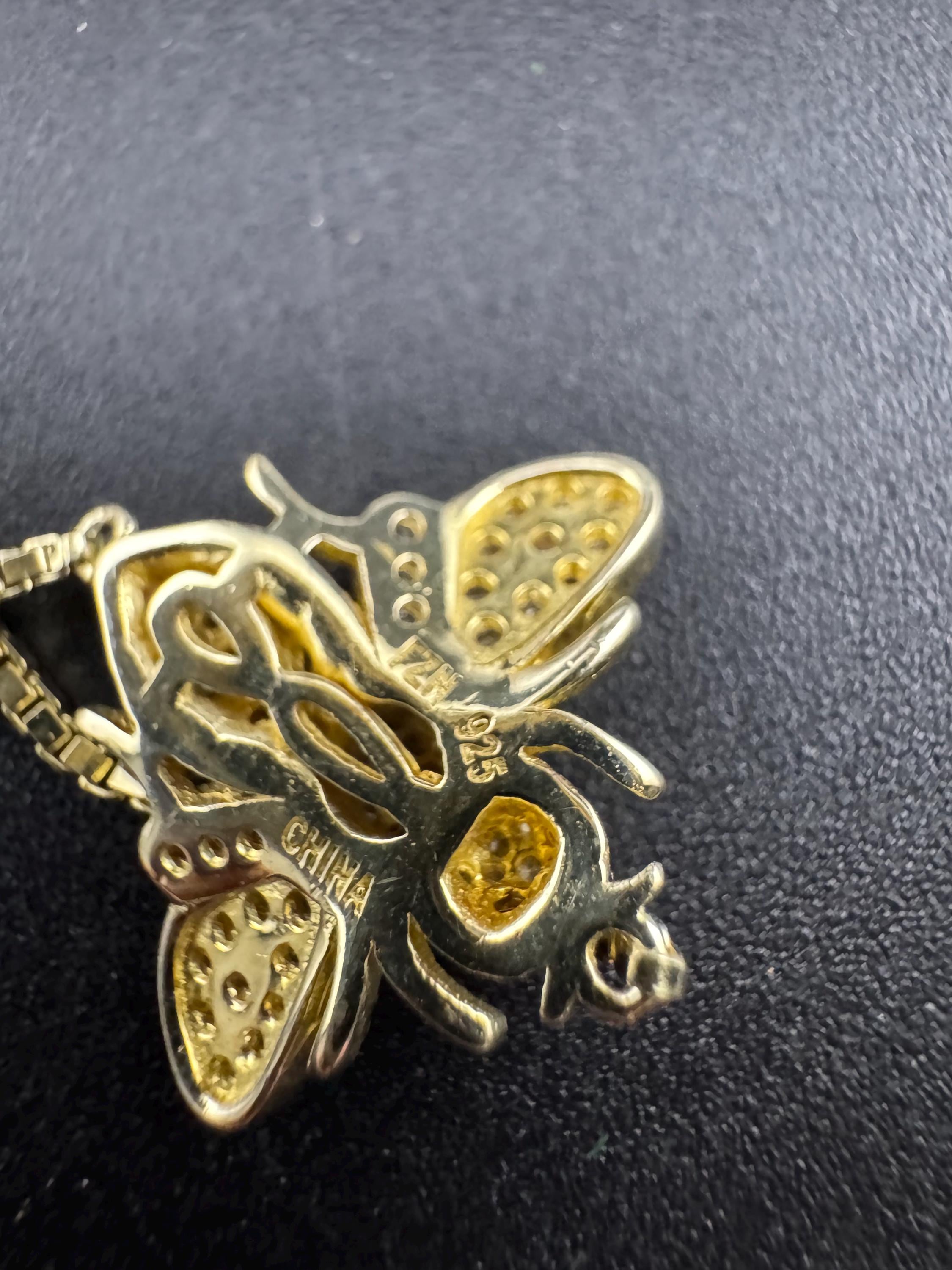 925 CZ bee bracelet , gold over sterling silver by cote d argent