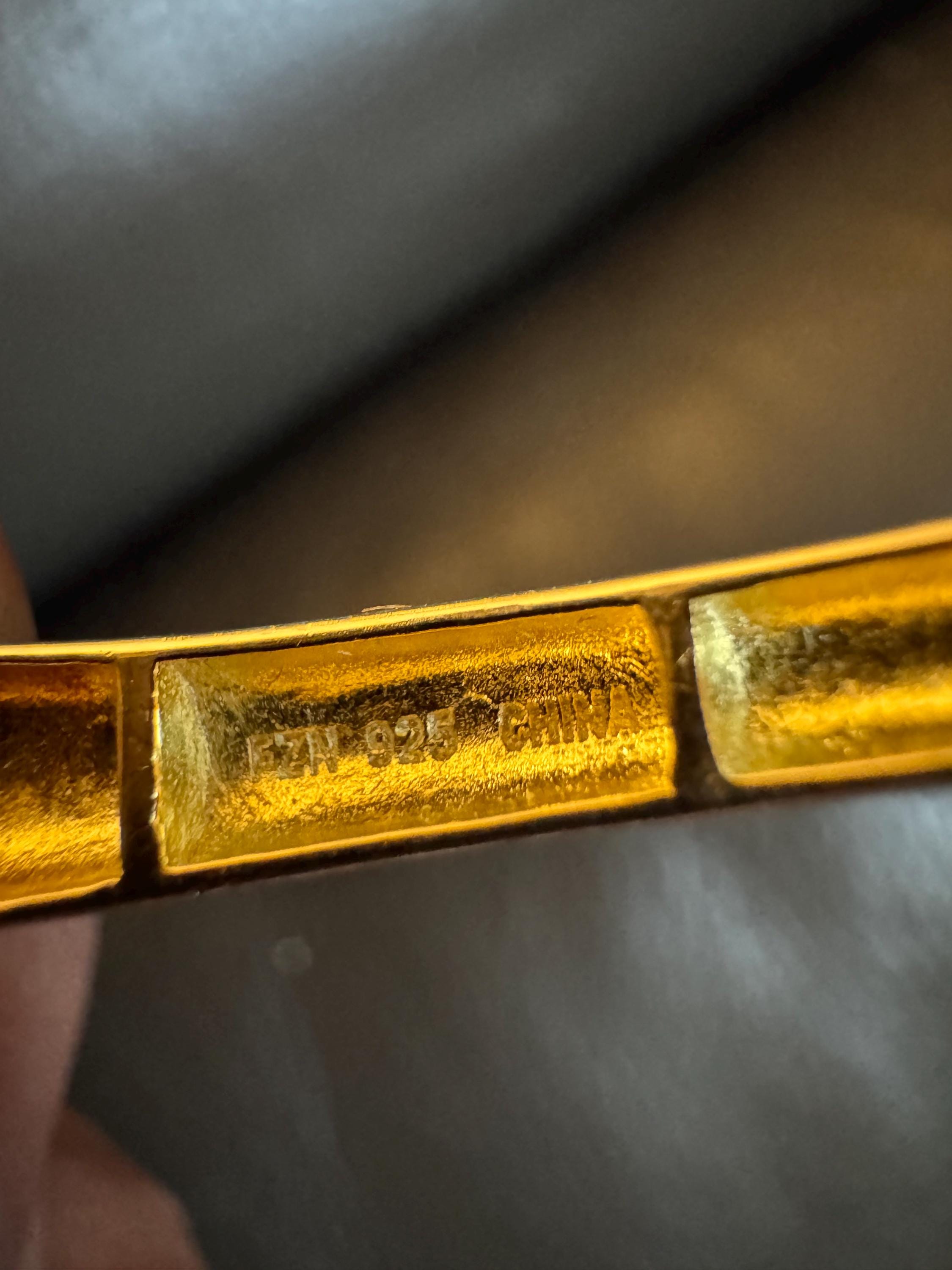 Black Enamel Leopard Bangle, Gold Vermeil Sterling Silver, CZ Hinged Bracelet