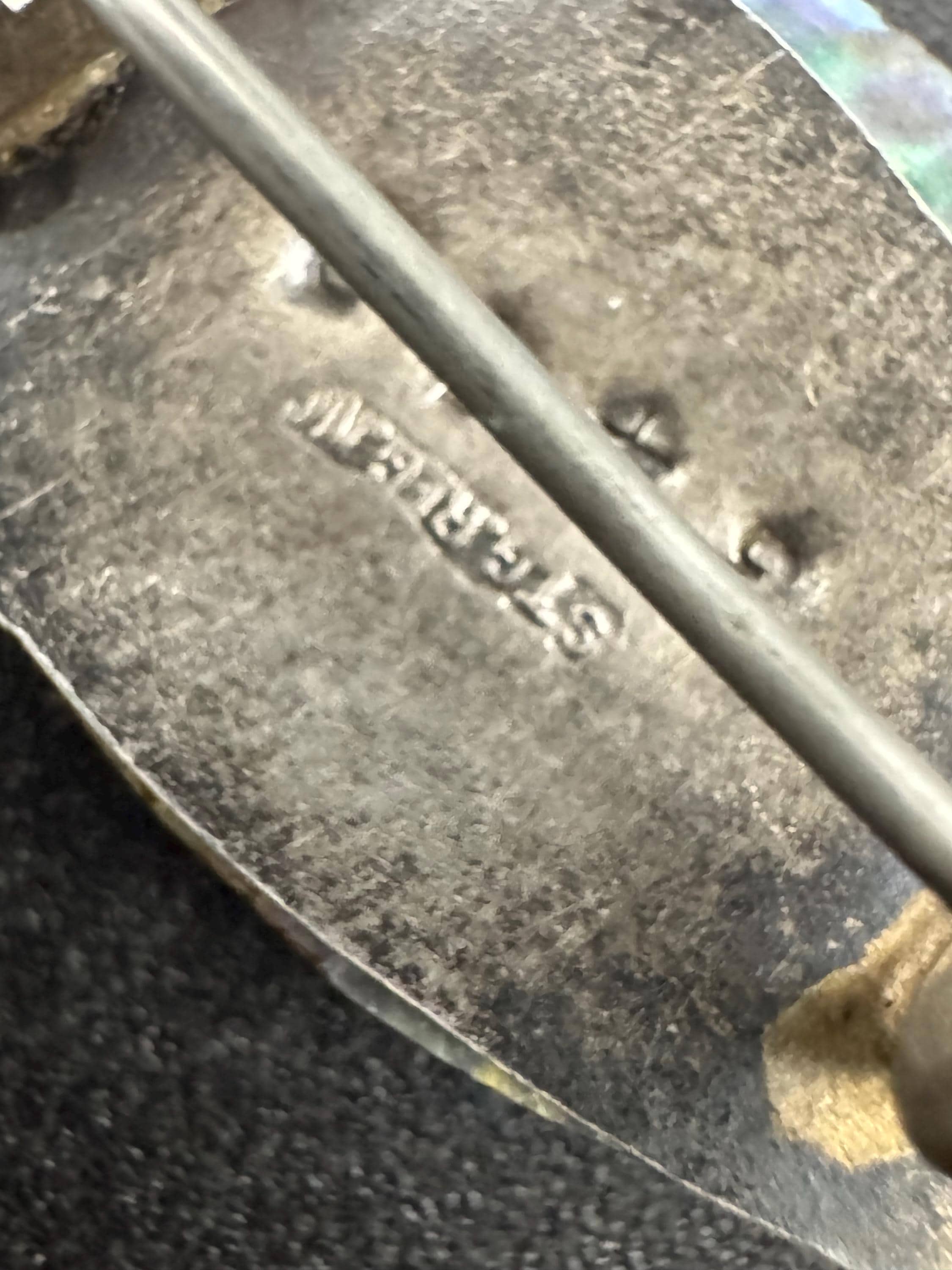 925 abalone shell bird Brooch, sterling silver