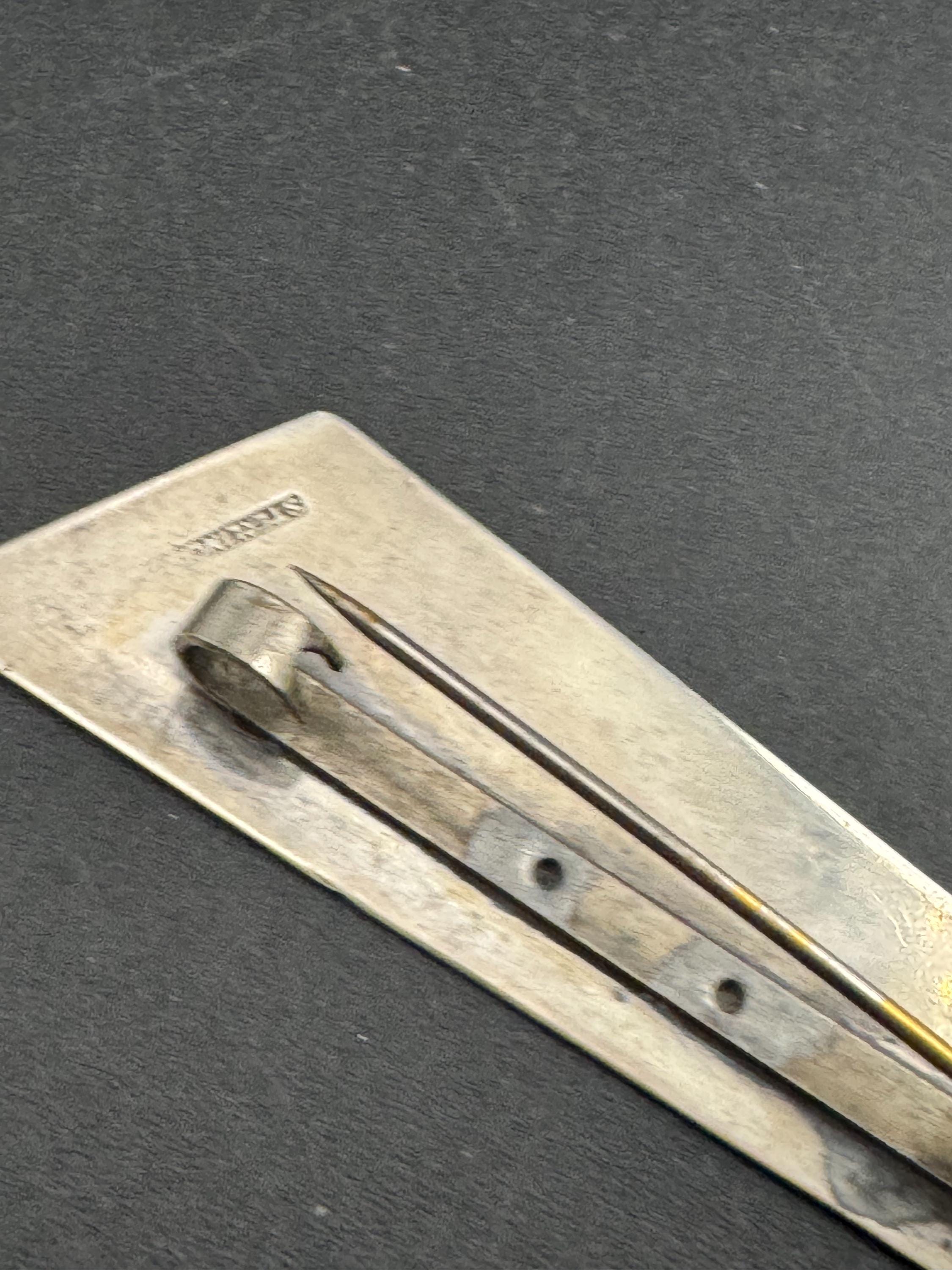 Modernist 925 silver geometric Brooch , Mid Century Minimalist 1950s sterling