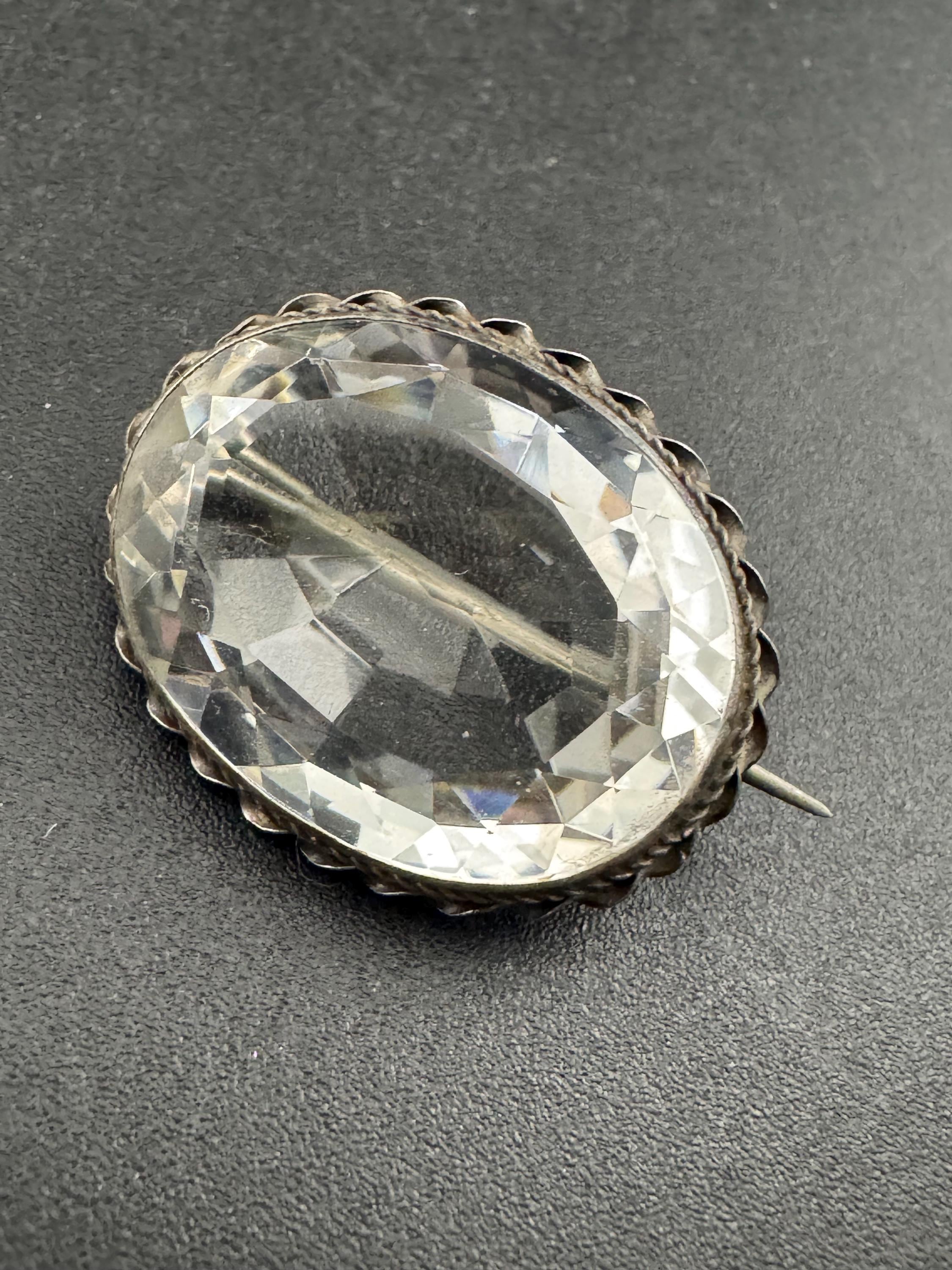 Vintage Edwardian rock crystal brooch, presidium tested