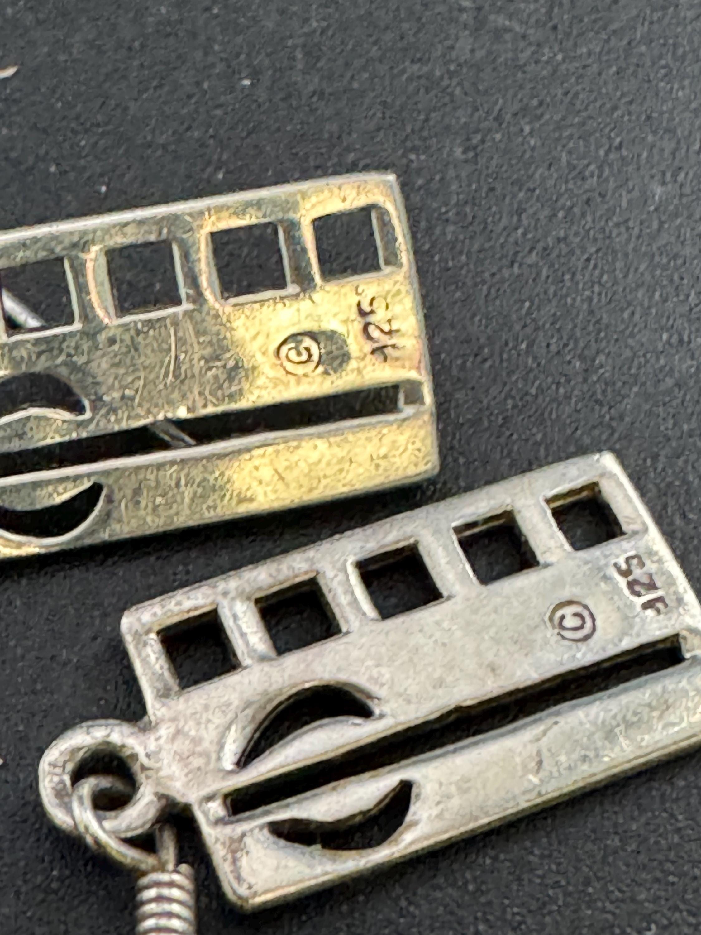 Vintage Sterling Silver rectangular drop Earrings, Art nouveau openwork 925