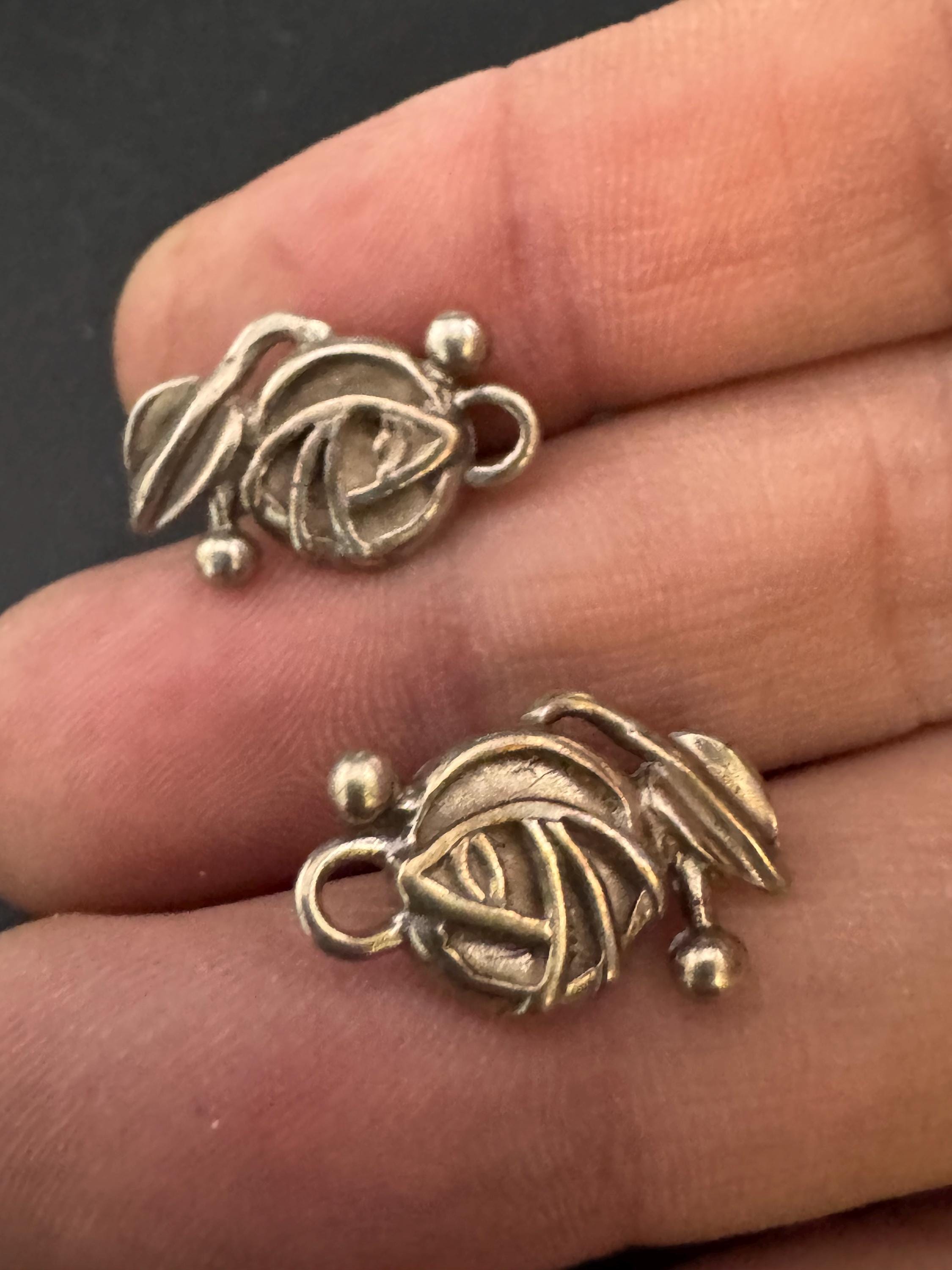 Vintage CJL Sterling Silver stud Earrings, Art nouveau style Carrick 925