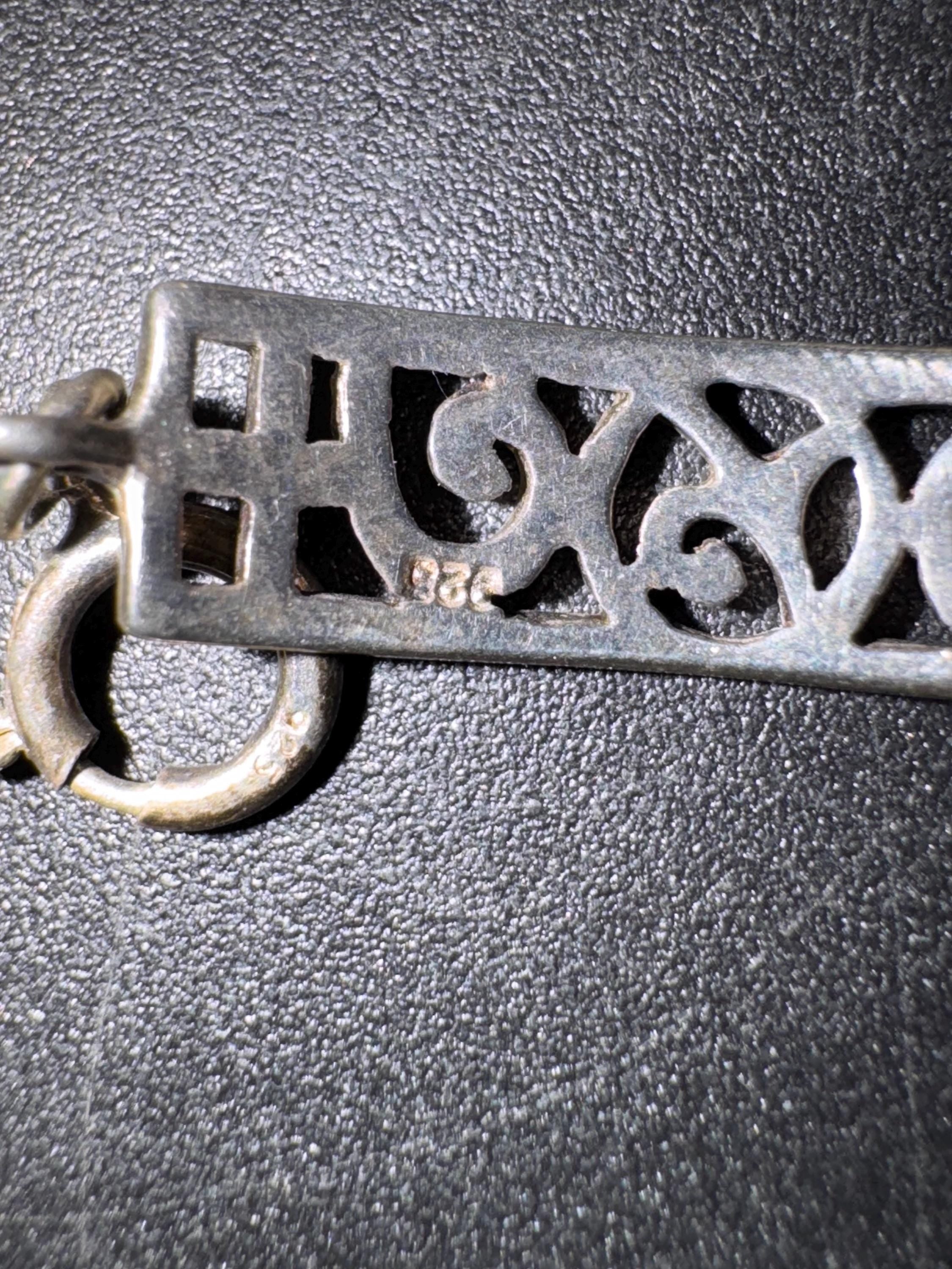 Vintage 925 Silver chain link bracelet, Rennie Mackintosh style 18cm