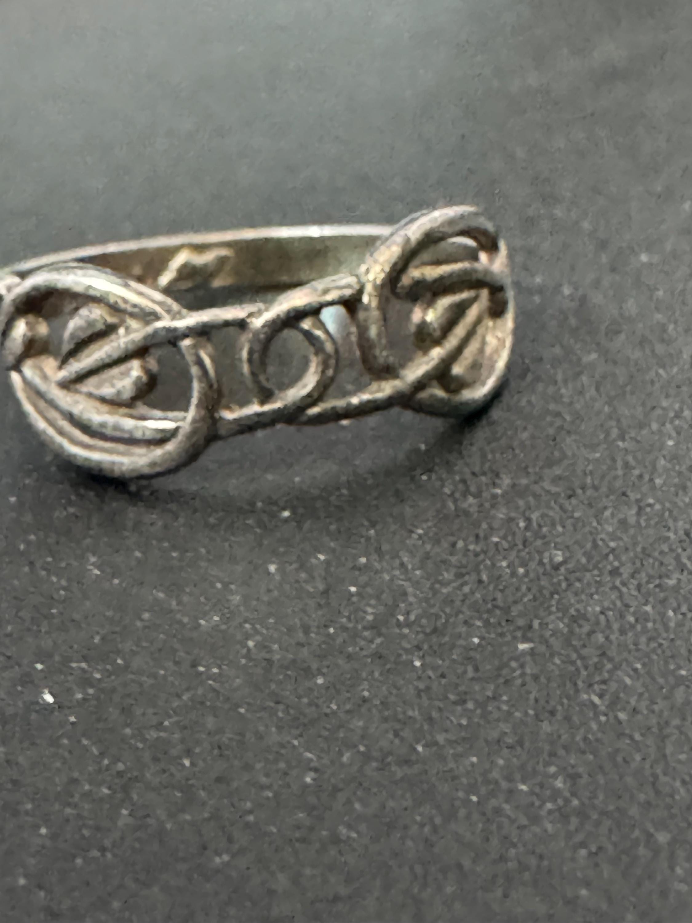 CJL 925 Silver Art Nouveau ring, Rennie Macintosh style size L Carrick