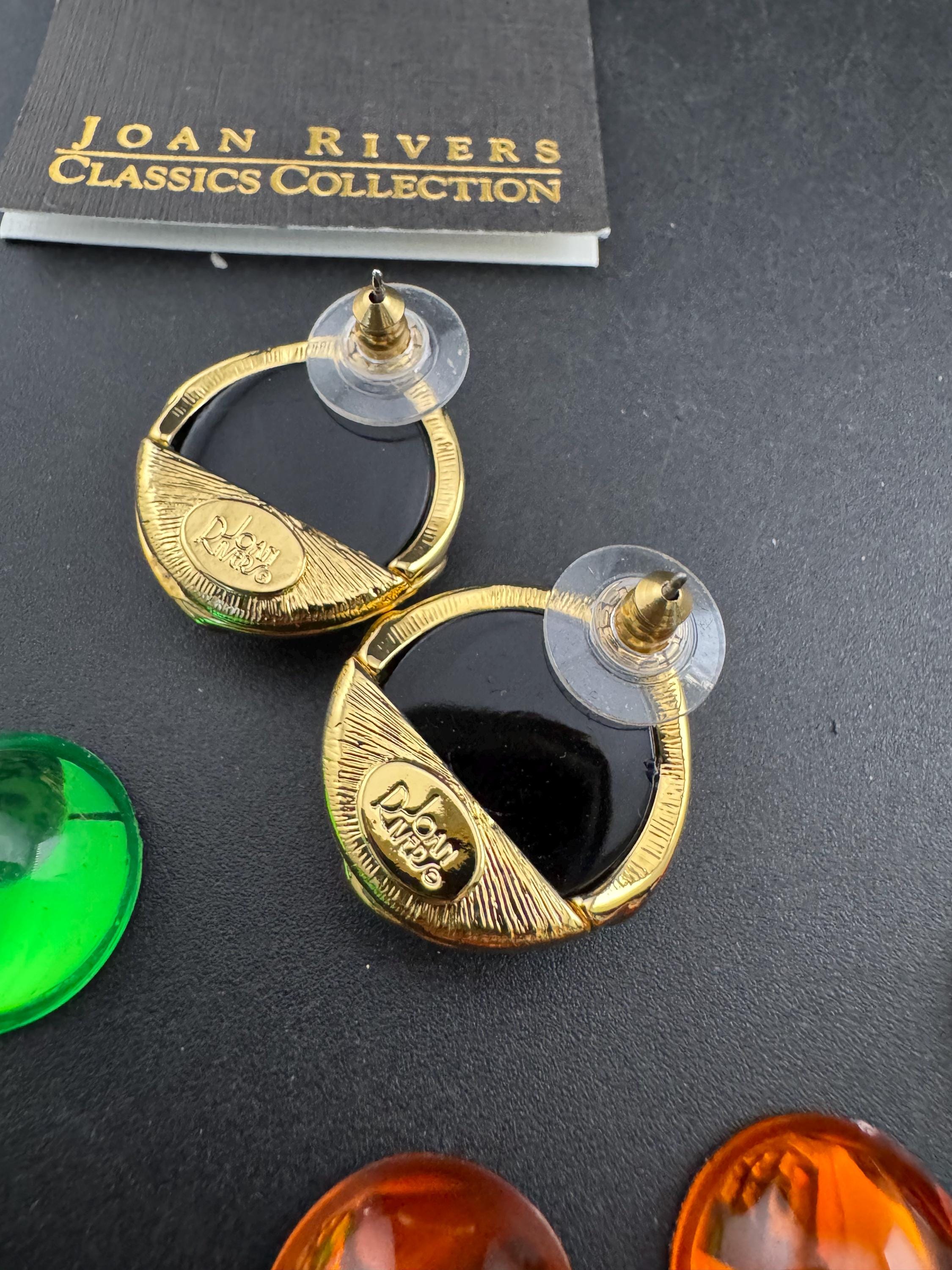 Signed Joan rivers set of interchangeable coloured cabochon  stud earrings,  Pierced ears