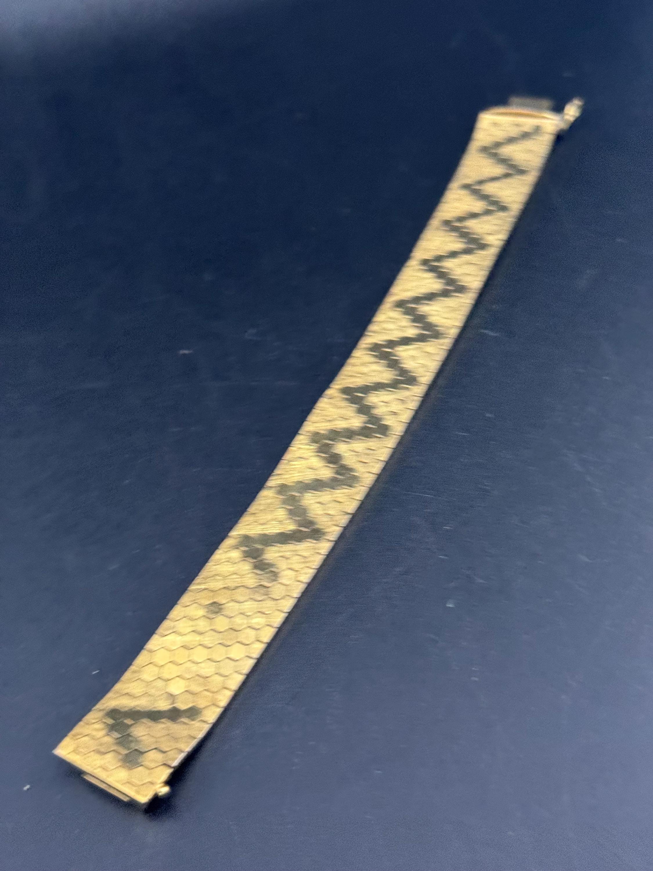 1970s 18k GP flat wide articulated cuff bracelet, Italian gold plated