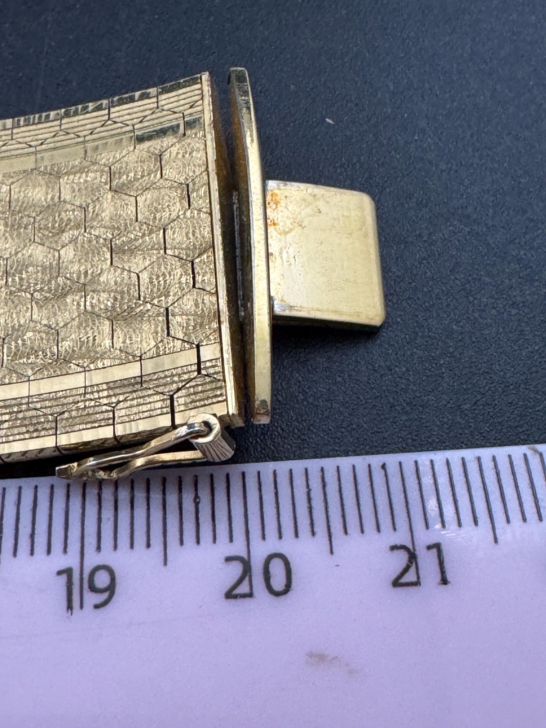 1970s 18k GP flat 2.6cm wide articulated cuff bracelet, Italian gold plated