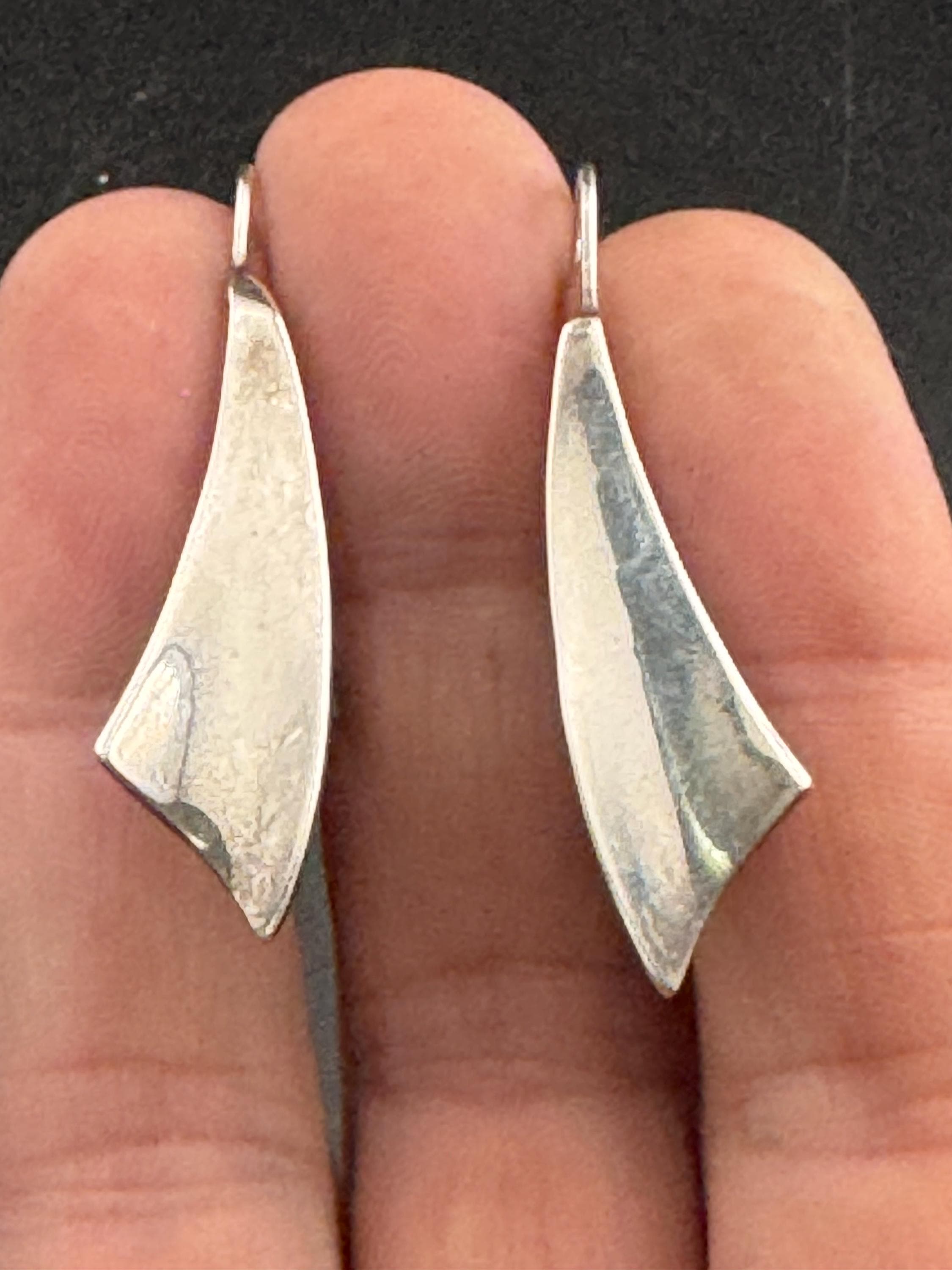 Sterling Silver modernist Drop Earrings: 4cm