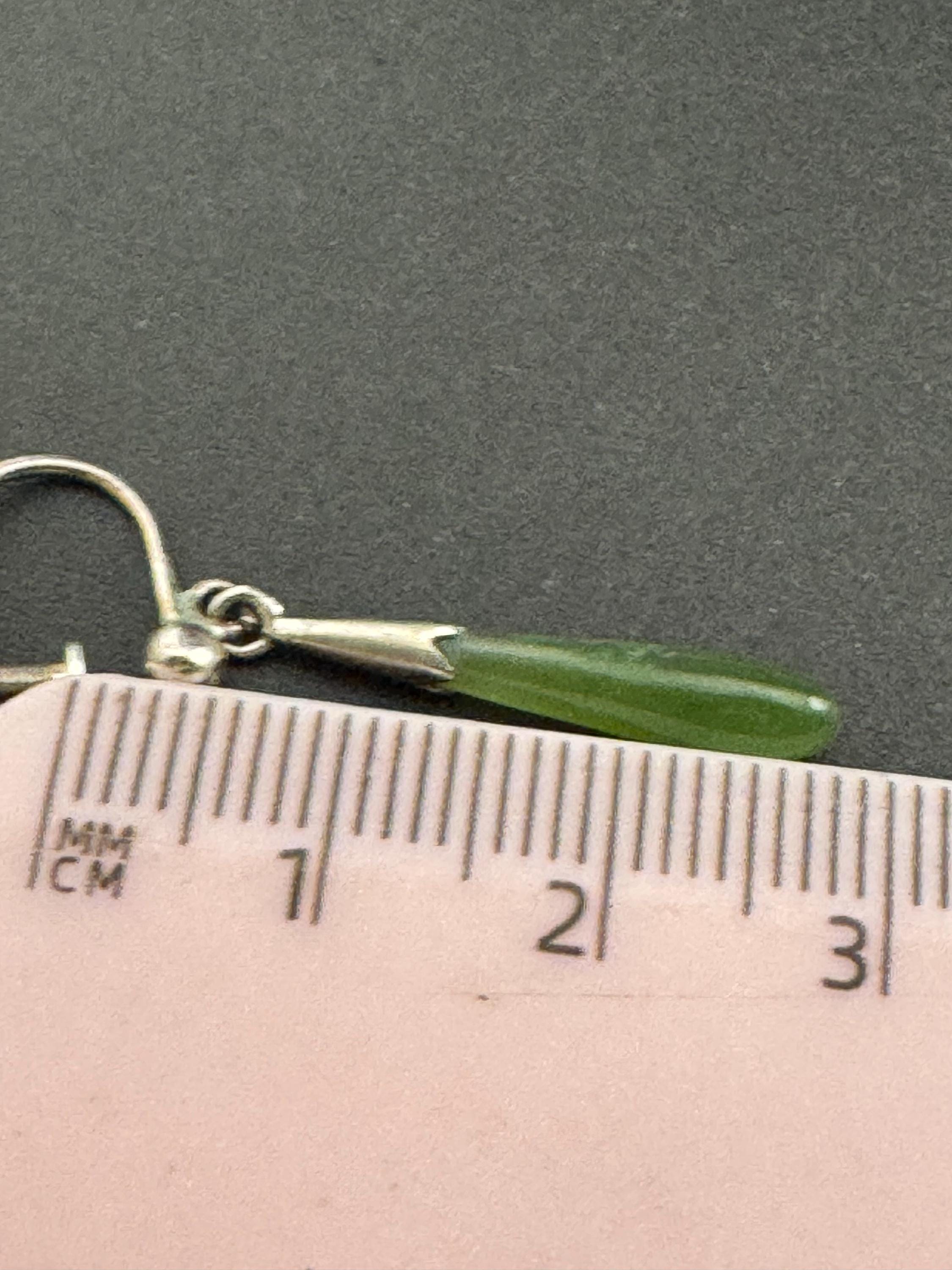 Antique green jade Teardrop Earrings: 1920s Screw Back Clip-Ons