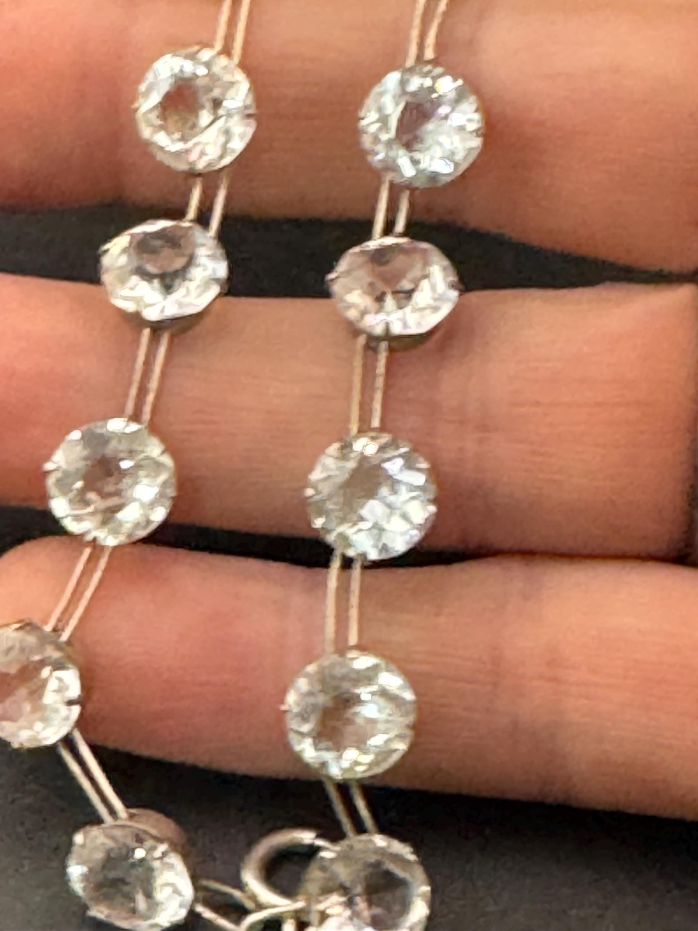 Antique open back crystal Art Deco Bracelet: clear rivière 925 silver