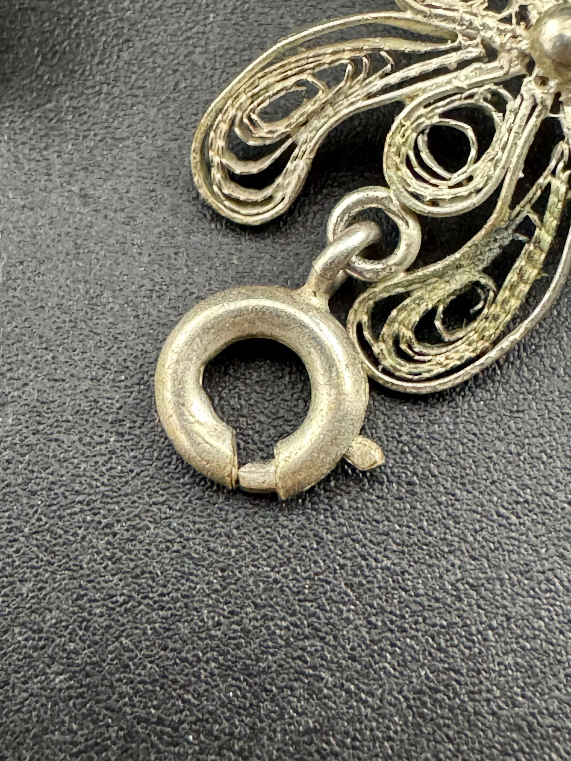 Antique vintage continental sterling silver panel link filigree bracelet.