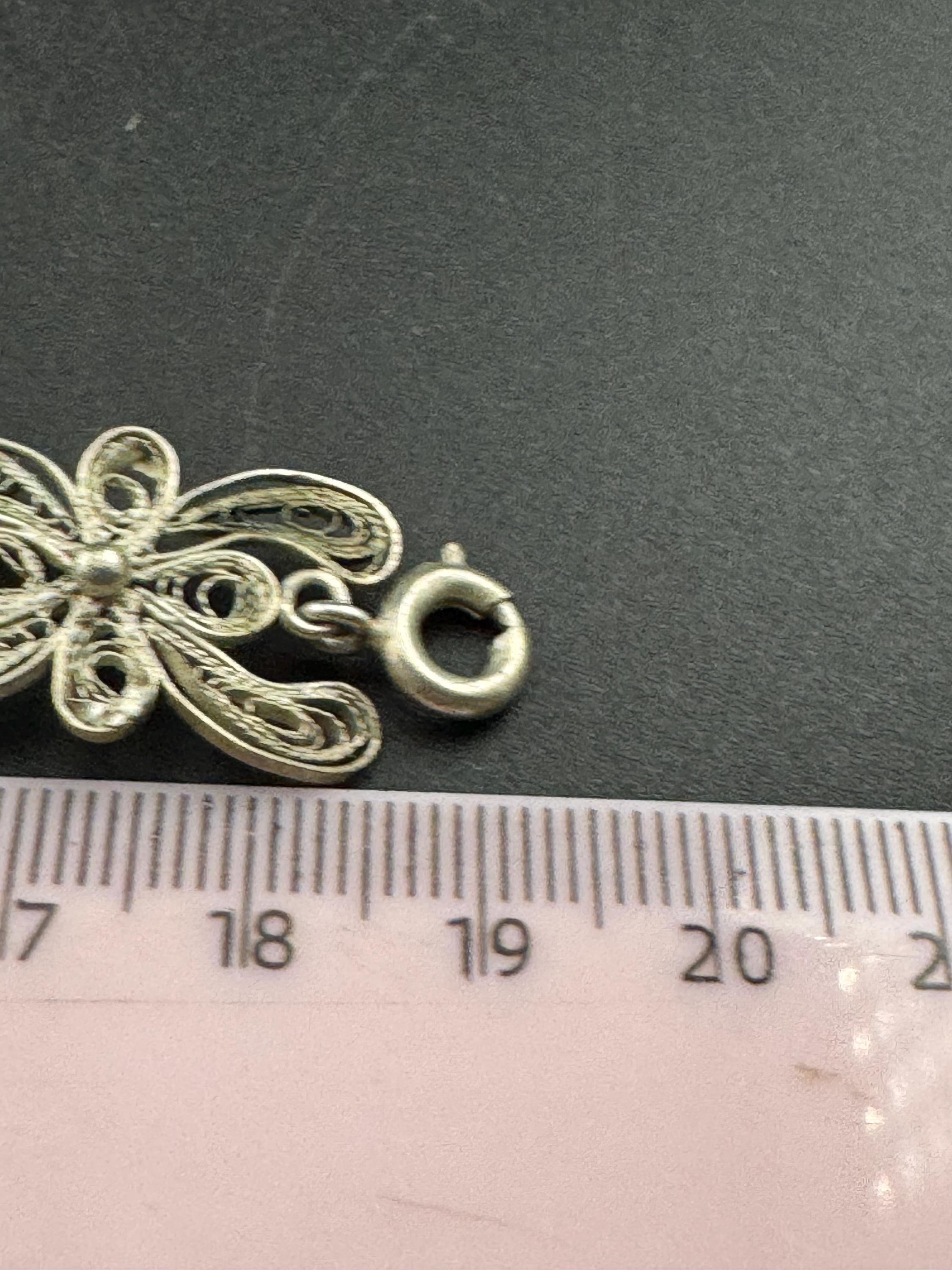 Antique vintage continental sterling silver panel link filigree bracelet.