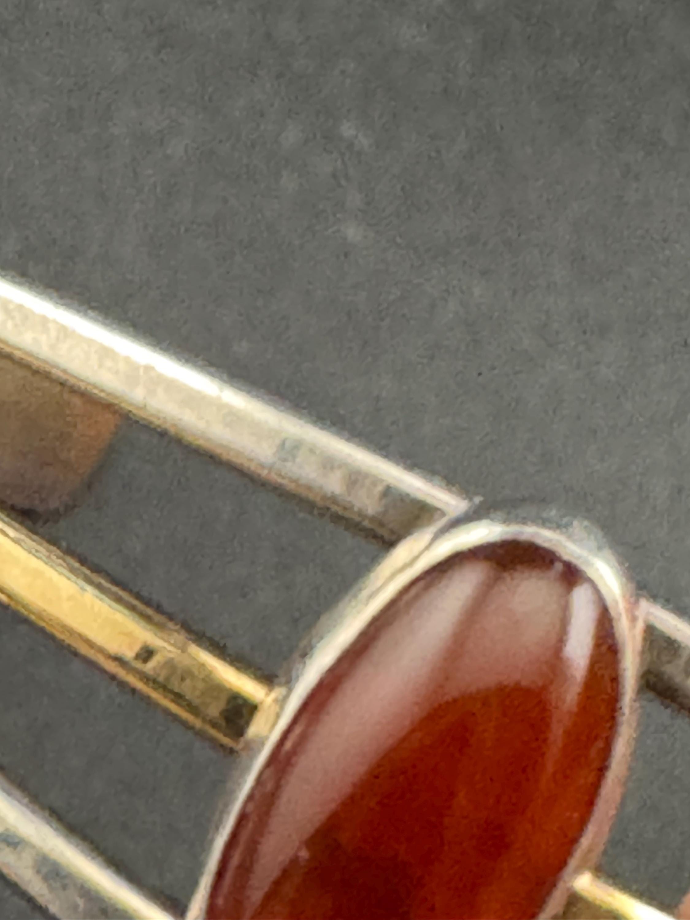 925 Sterling silver minimalist carnelian open bangle bracelet , gold  vermeil