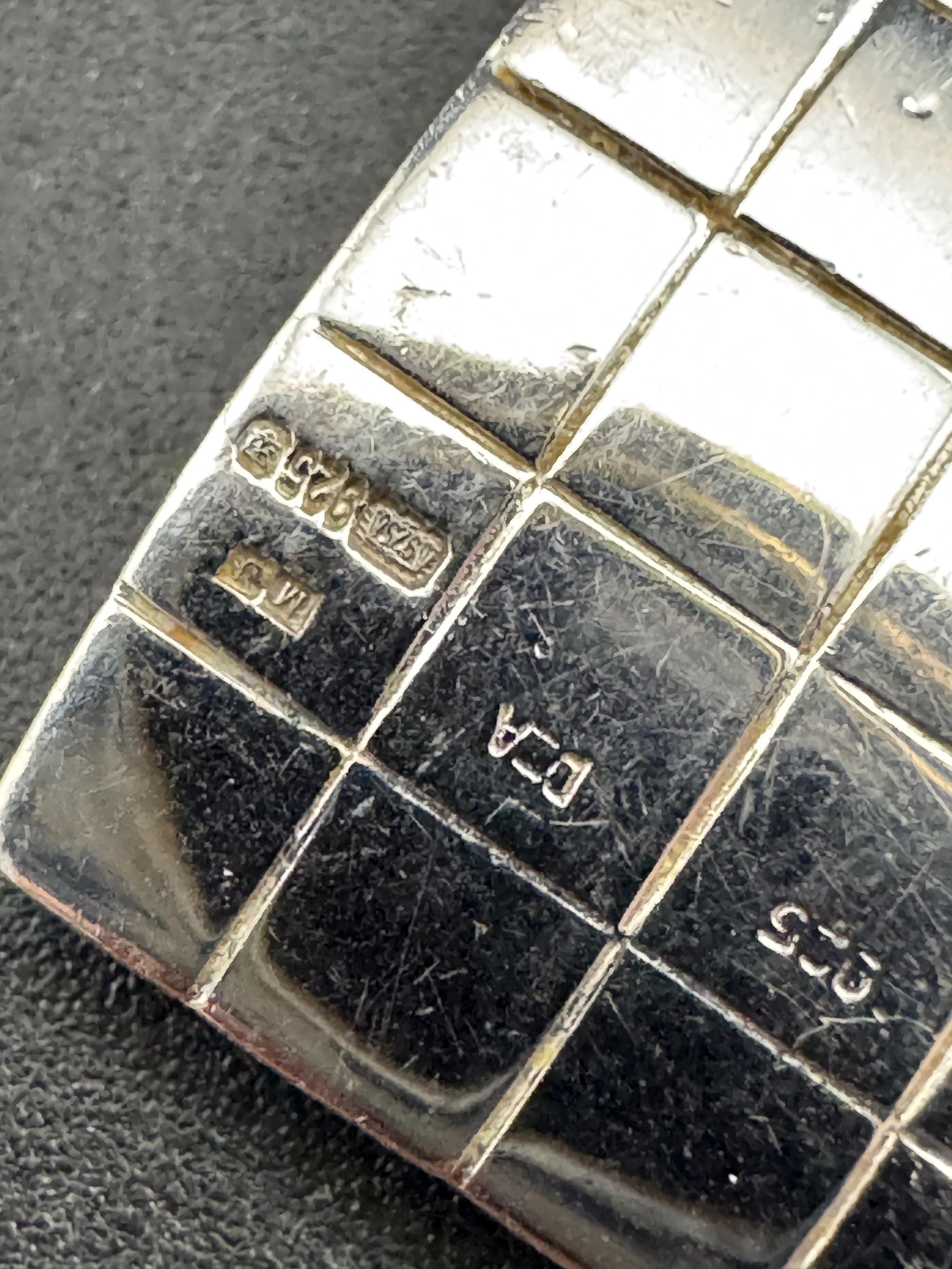 Modernist Sterling Silver Pendant Necklace: Rectangular Grid Design