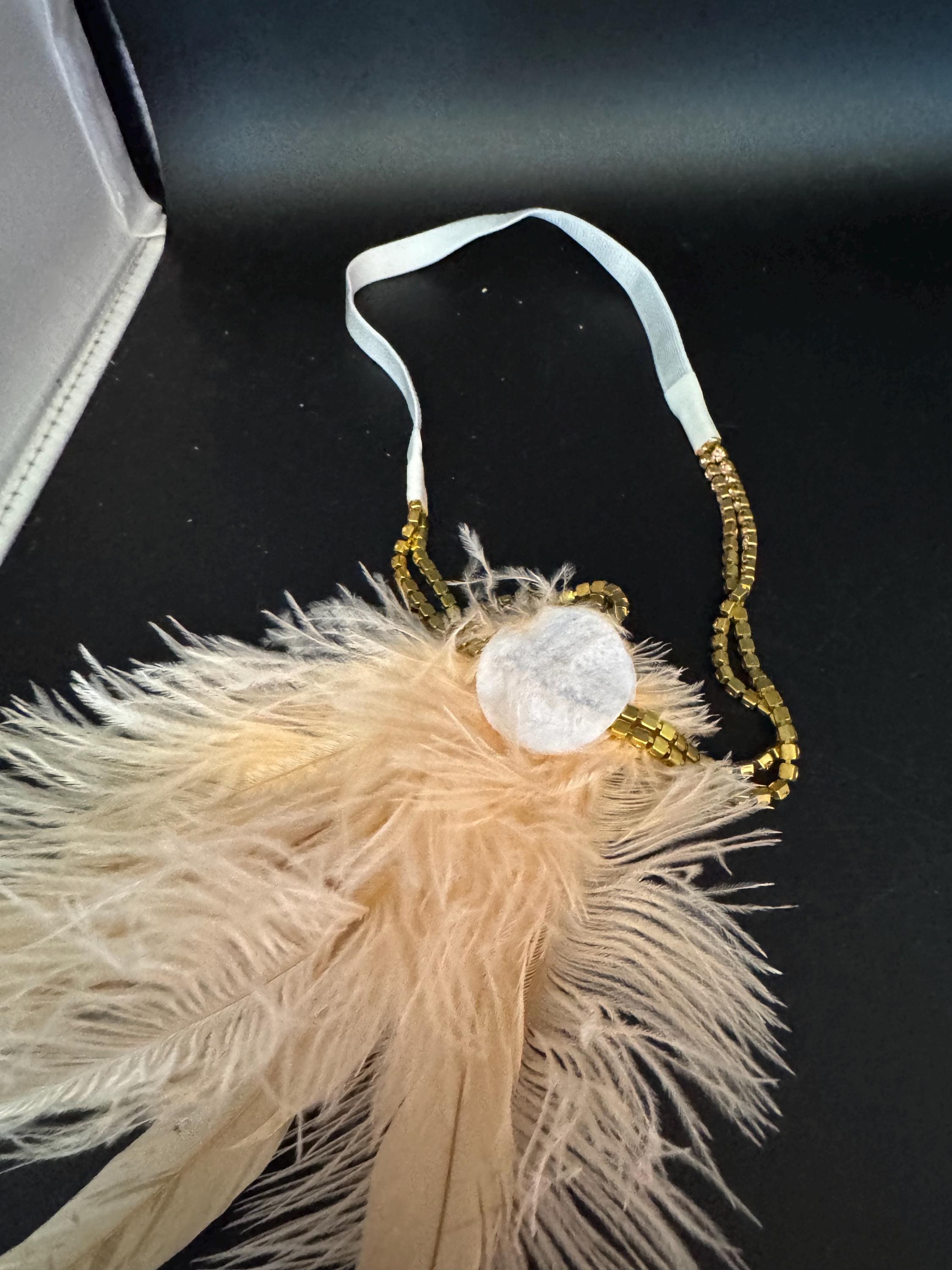 art deco style palest pink feather rhinestone headpiece , great gatsby party