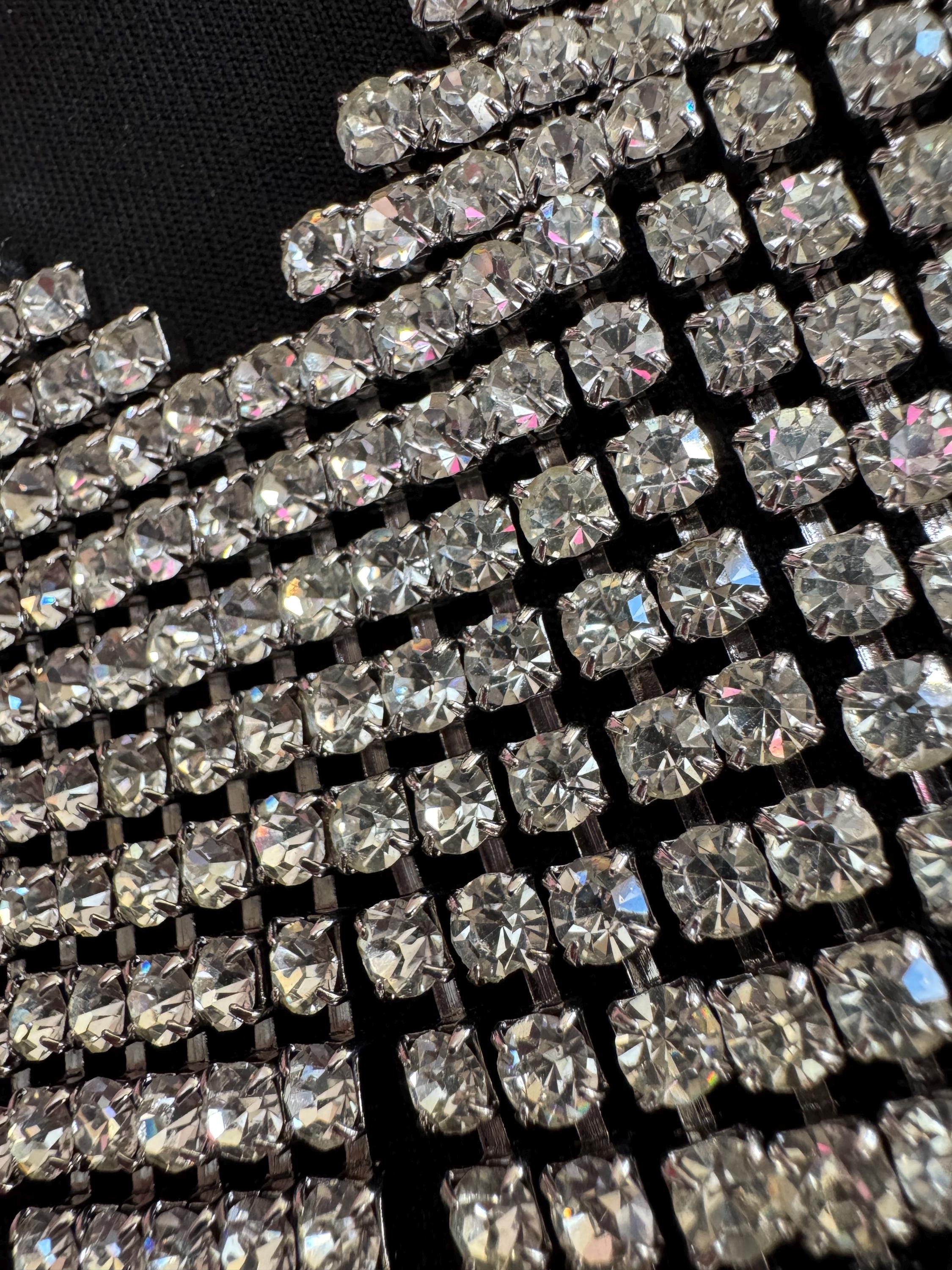 Rhinestone Fringed Bib Choker Necklace, Party Wear (48cm)