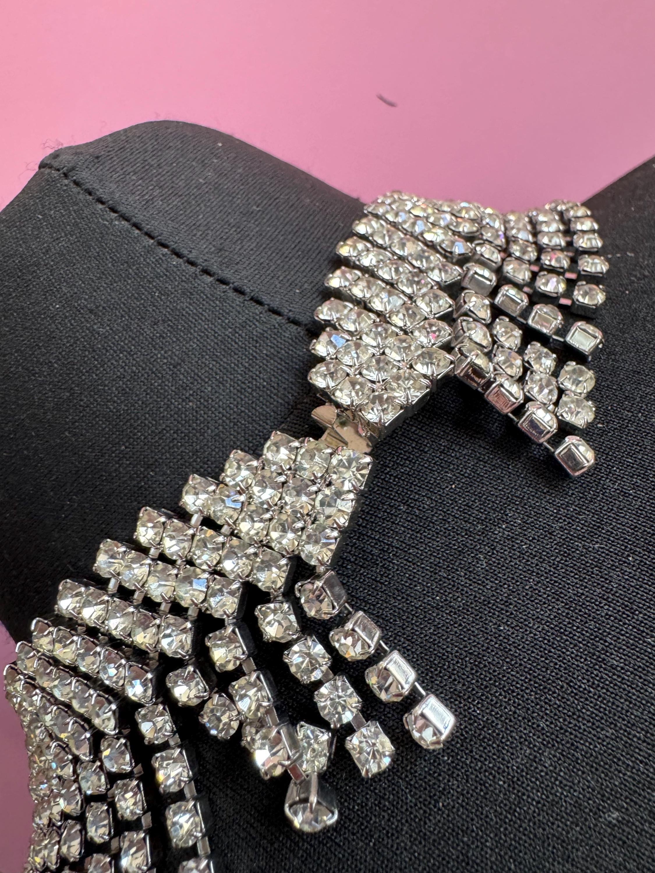 Rhinestone Fringed Bib Choker Necklace, Party Wear (48cm)