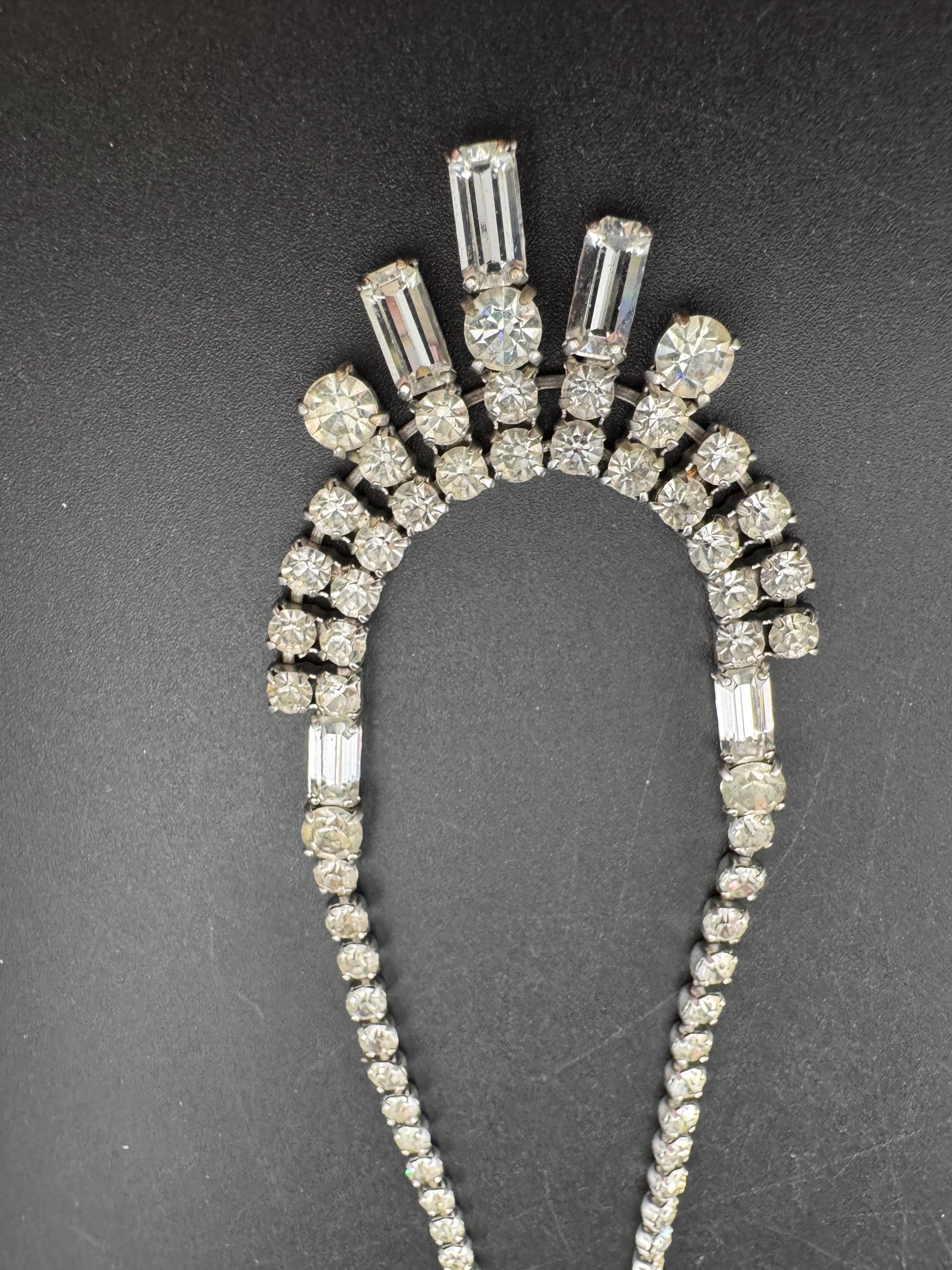 Diamanté crystal choker necklace, clear glass rhinestones, vintage