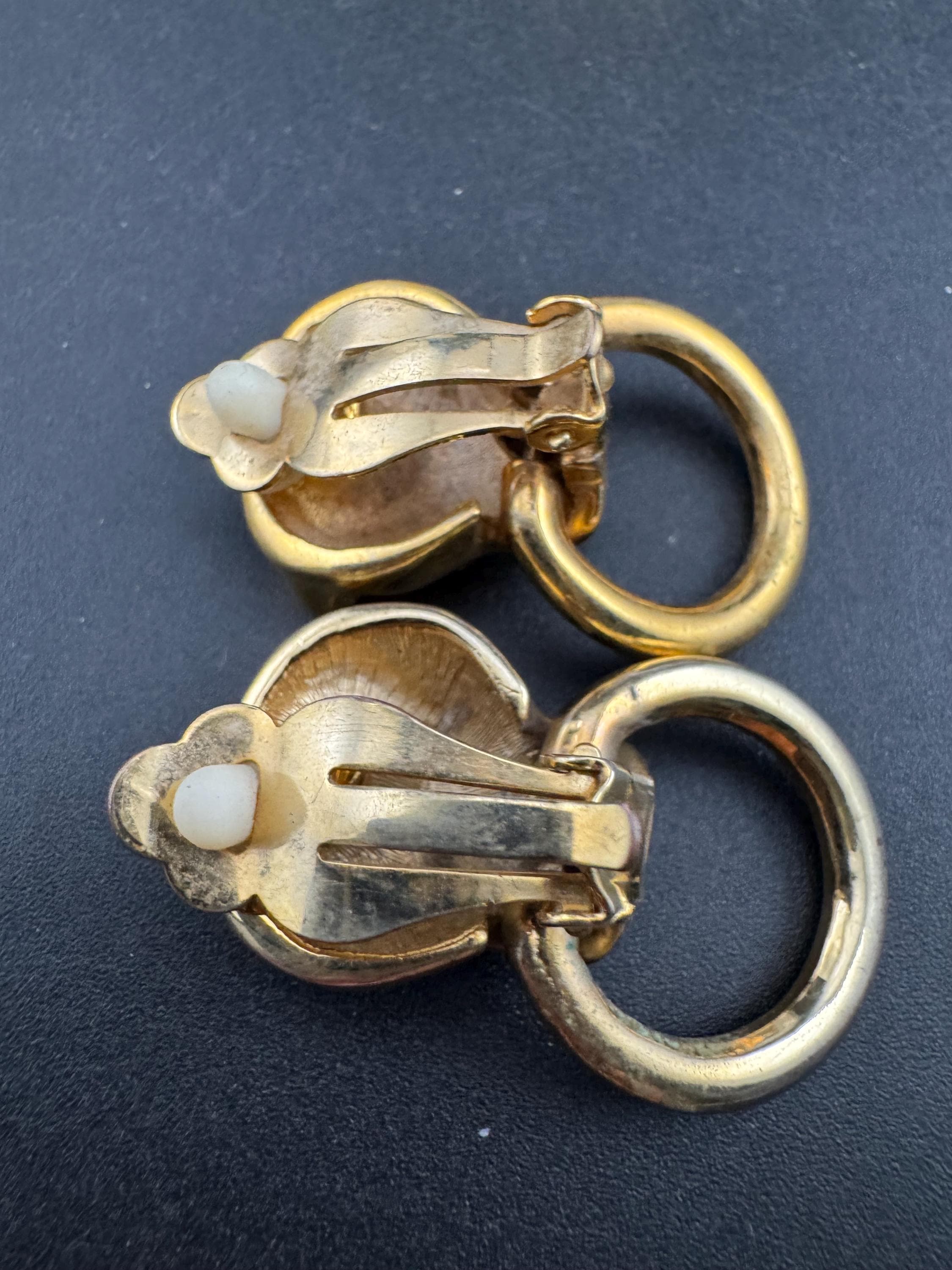 Big gold Leopard hoop Earrings: Gold Tone Door Knocker Style
