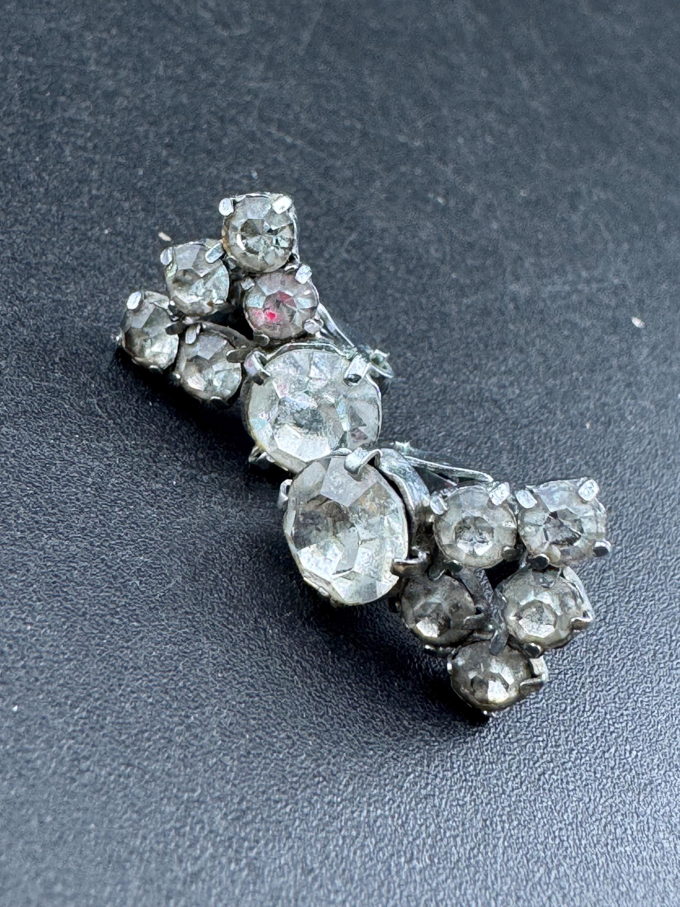 Small vintage clear Diamanté Rhinestone Clip On Earrings,  mid century studs