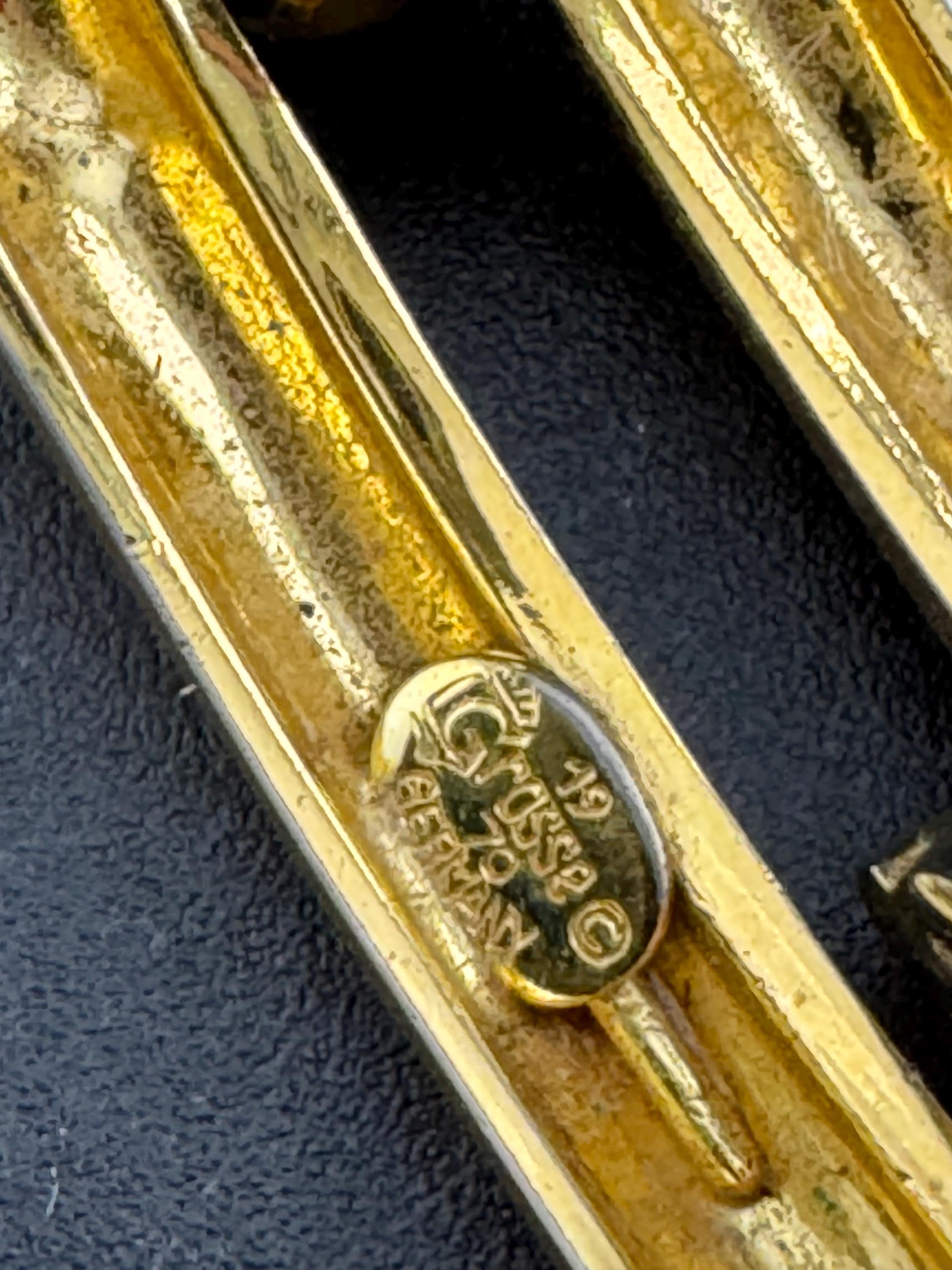 1970 Henkel & Grosse wide Gold Plated Cuff Bracelet, signed