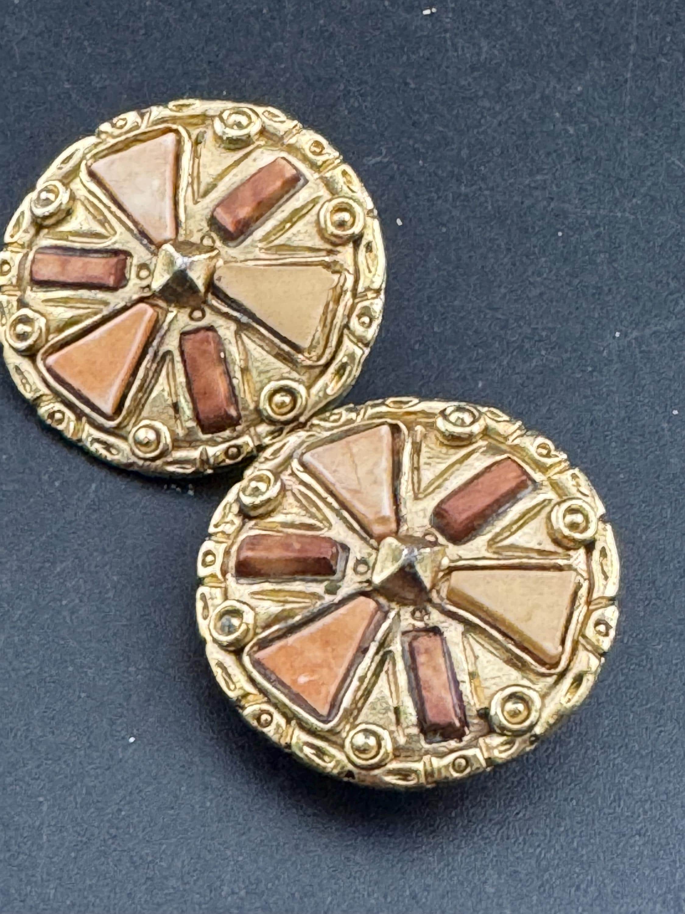 Jacky de G big gold disc Clip On Earrings: Oversized designer studs