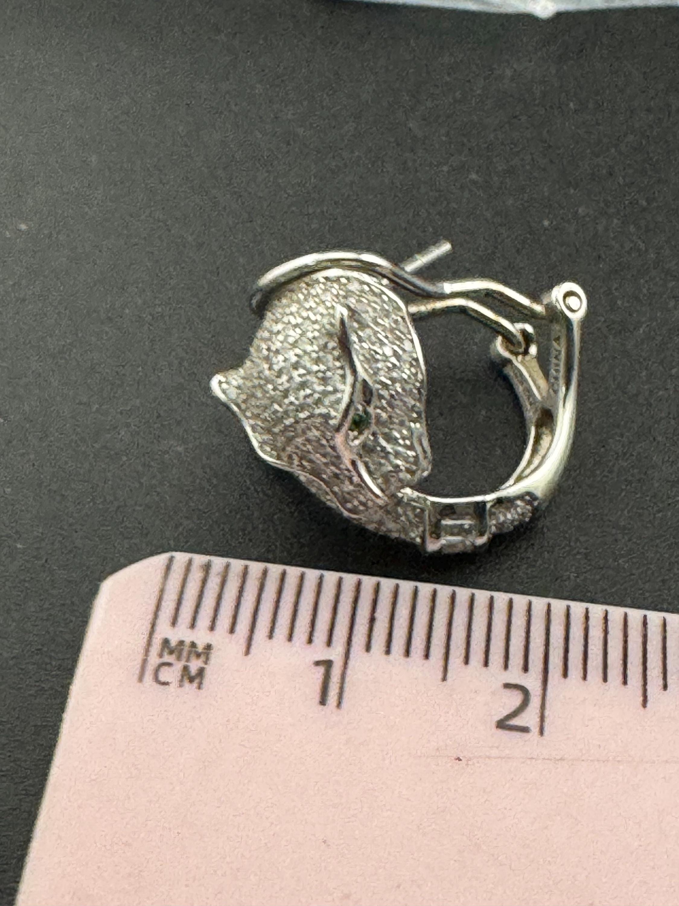 Sterling Silver Leopard Stud Earrings, Clear CZ Crystal, Big Cat Jewelry