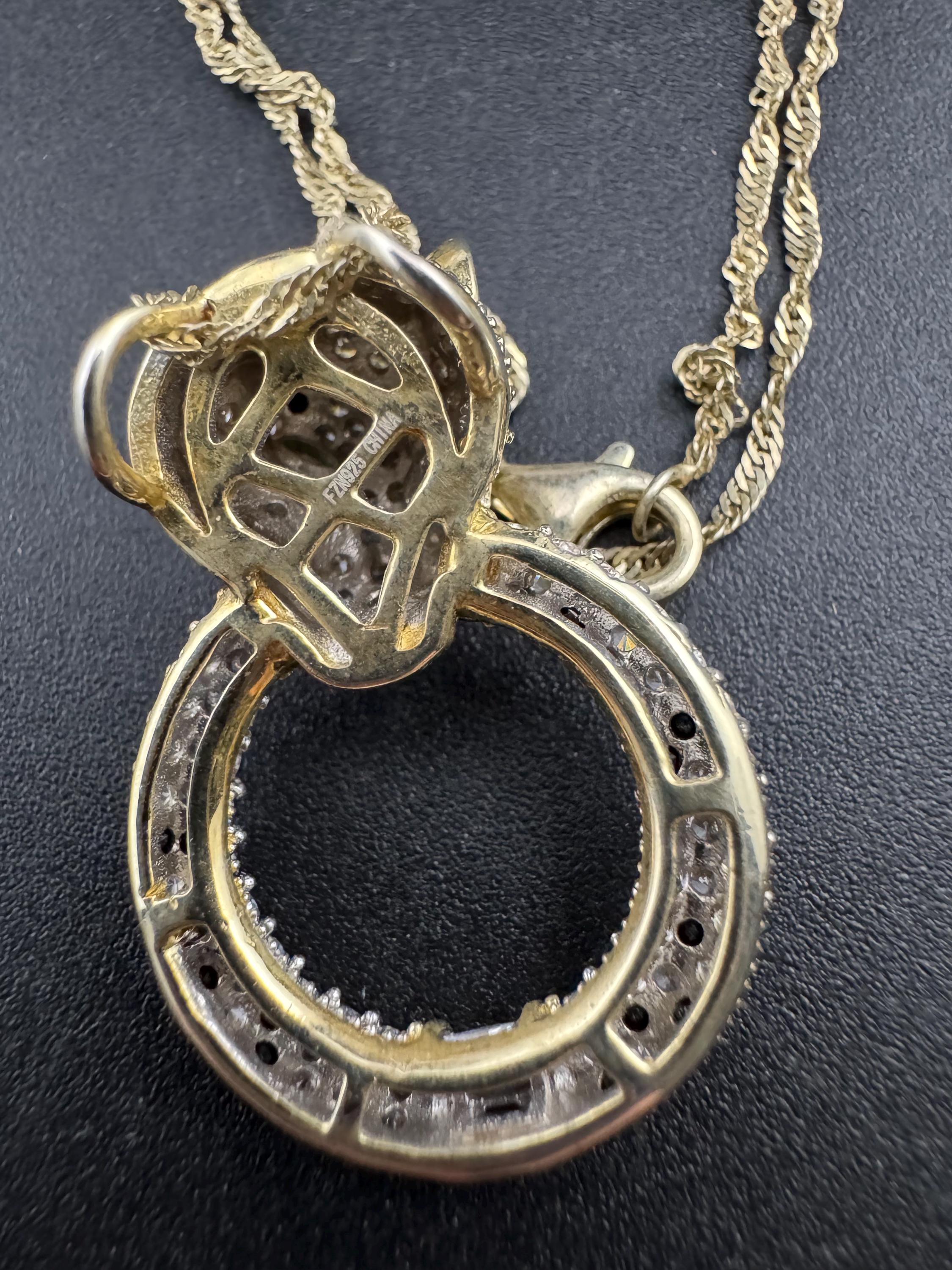 CZ Leopard Pendant Necklace – Gold on 925 Sterling Silver, 44cm