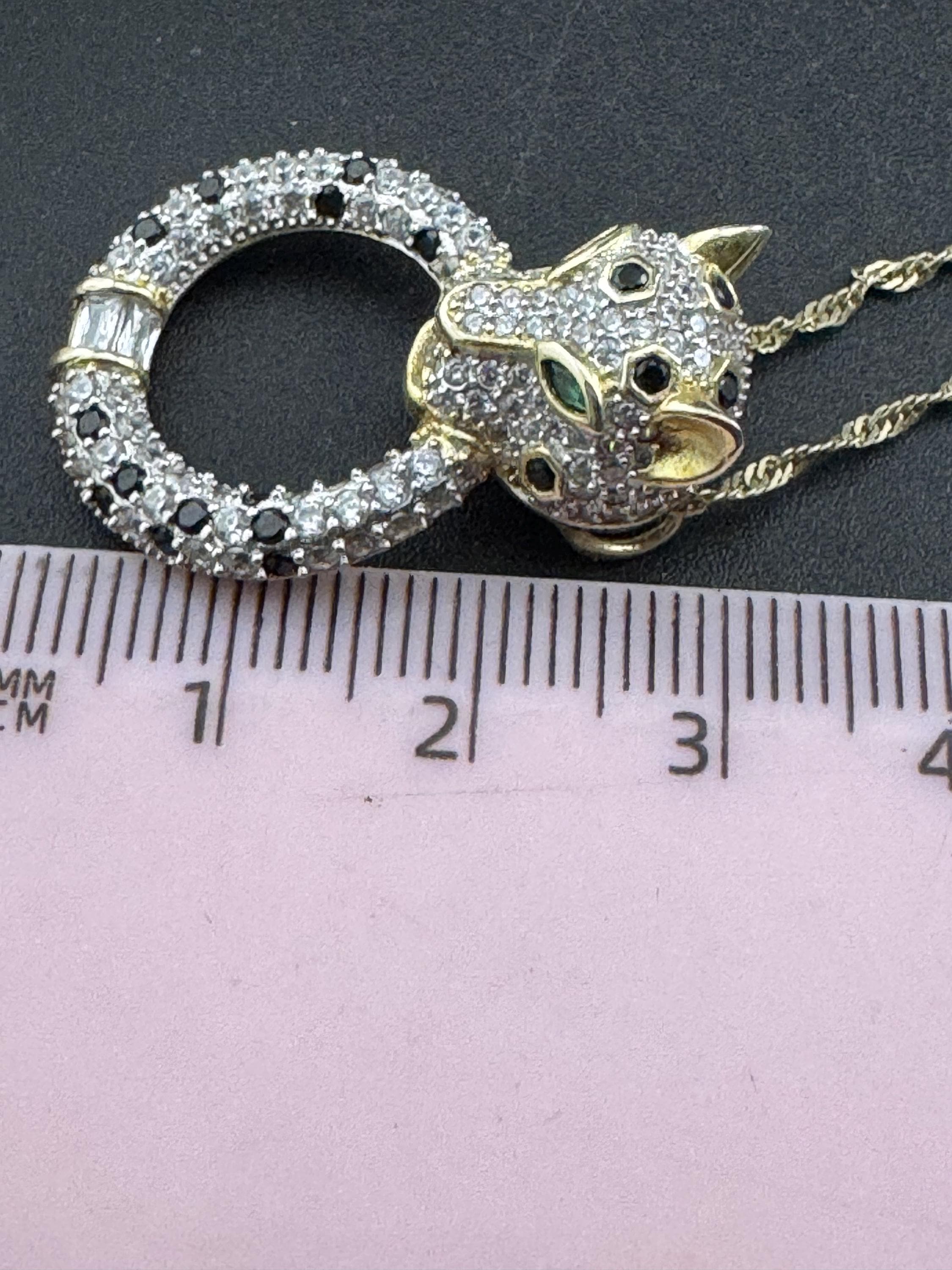 CZ Leopard Pendant Necklace – Gold on 925 Sterling Silver, 44cm