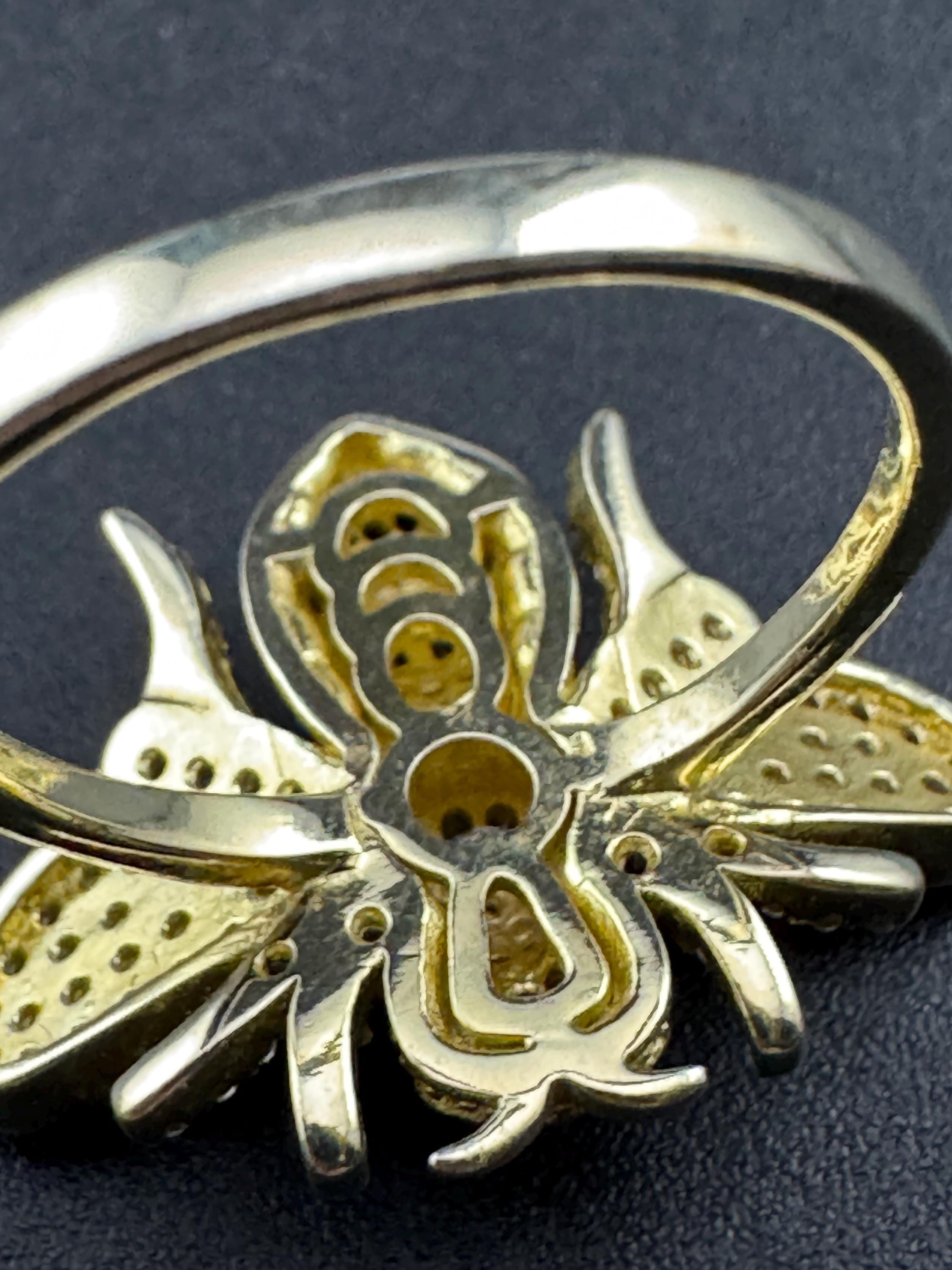 CZ Bee Ring, Gold Plated Sterling Silver, UK Size O
