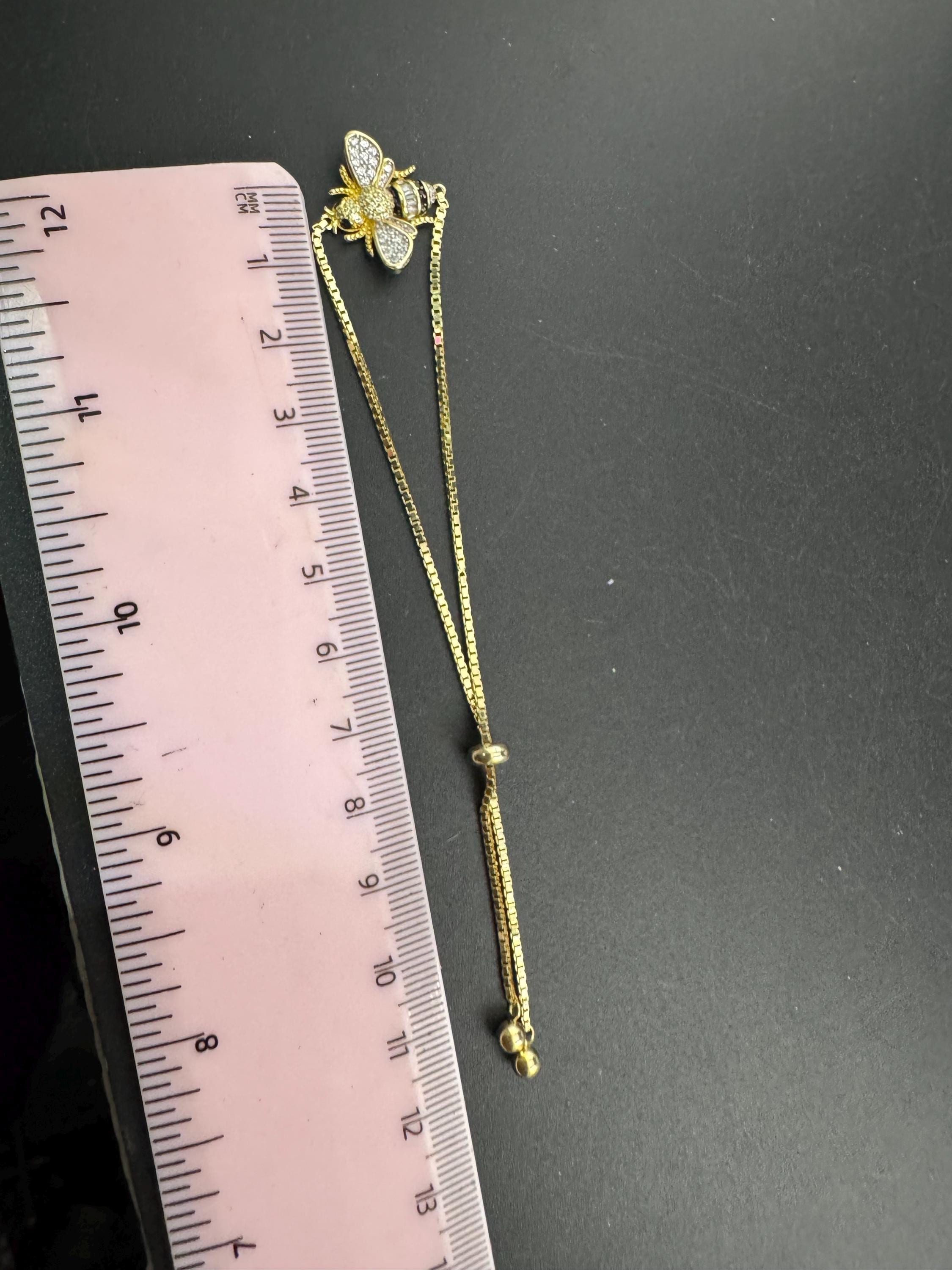 925 CZ bee bracelet , gold over sterling silver by cote d argent