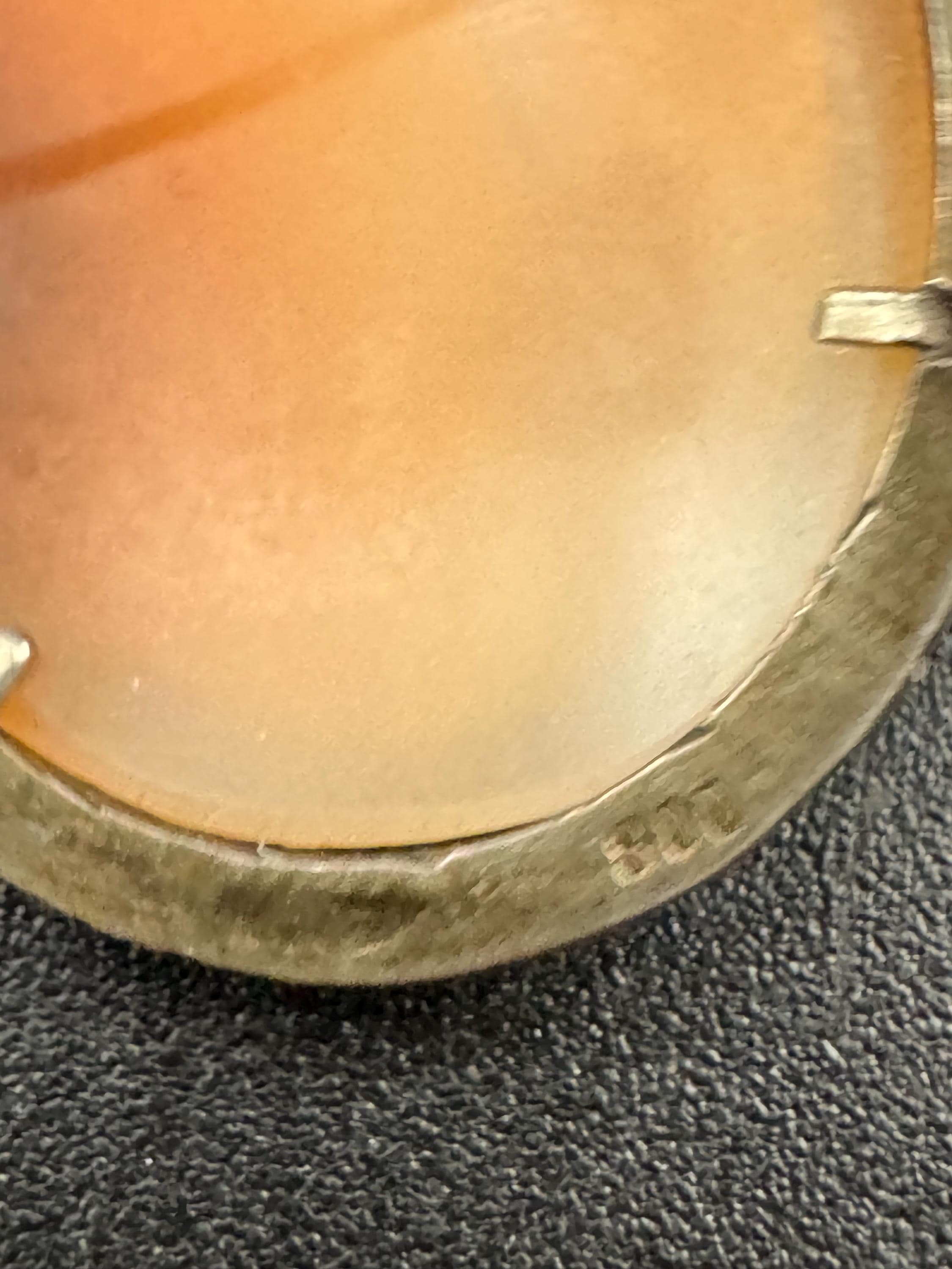 Antique Carved Cameo Brooch: 800 Continental Silver, Art Deco