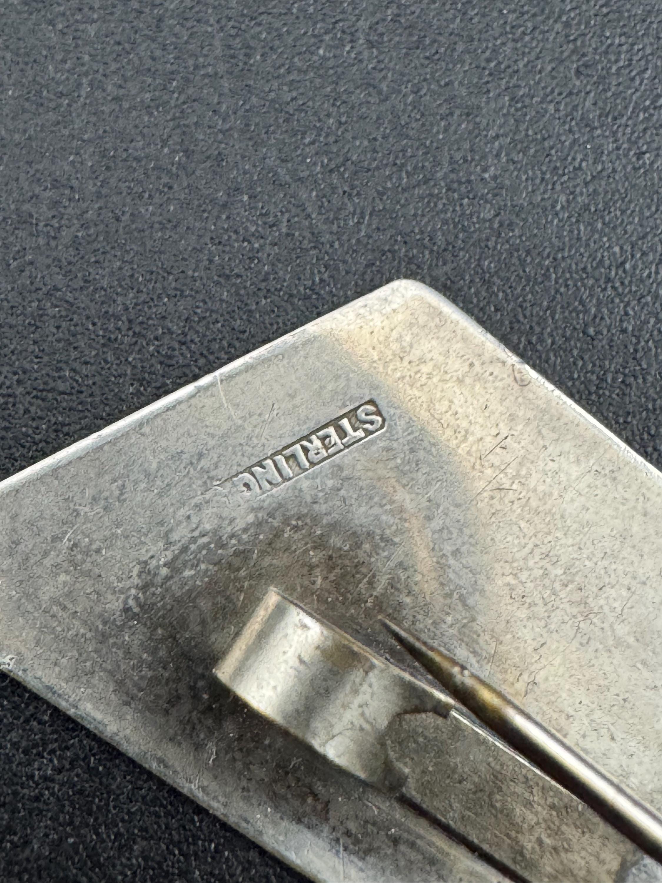 Modernist 925 silver geometric Brooch , Mid Century Minimalist 1950s sterling