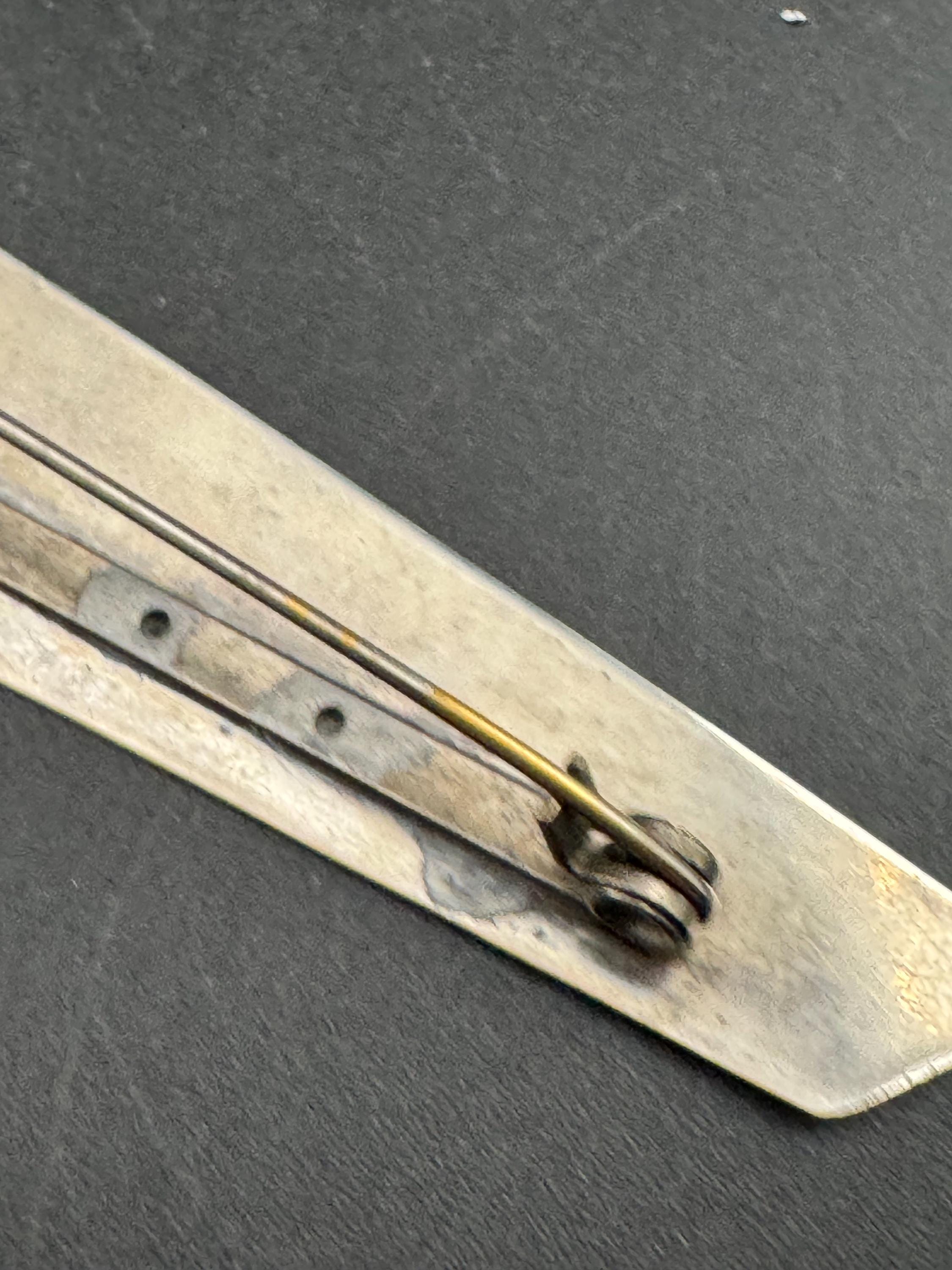 Modernist 925 silver geometric Brooch , Mid Century Minimalist 1950s sterling