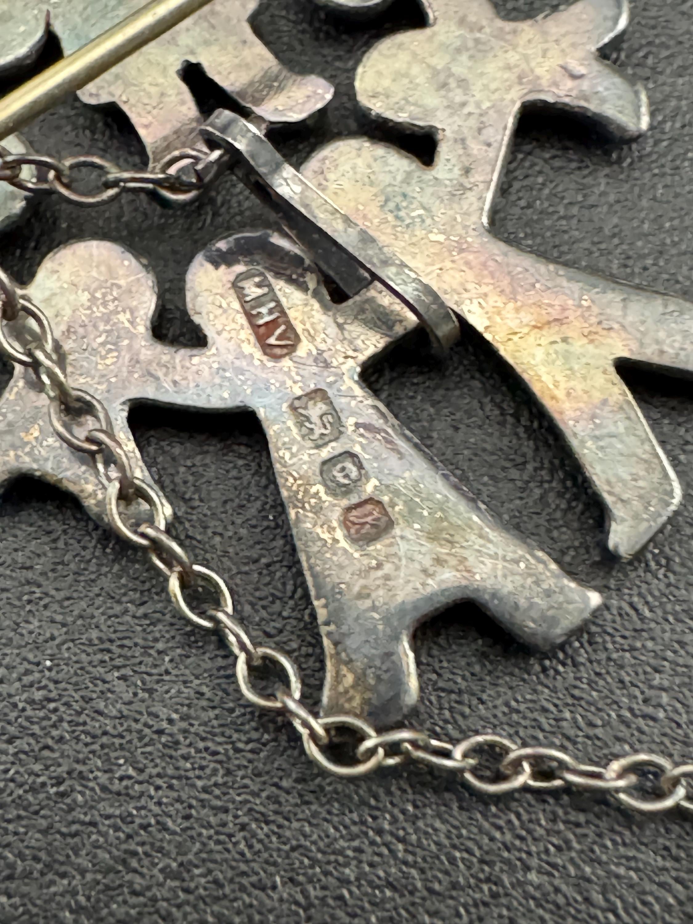 Modernist 925 silver peace circle of friends Brooch , MHV London hallmarks